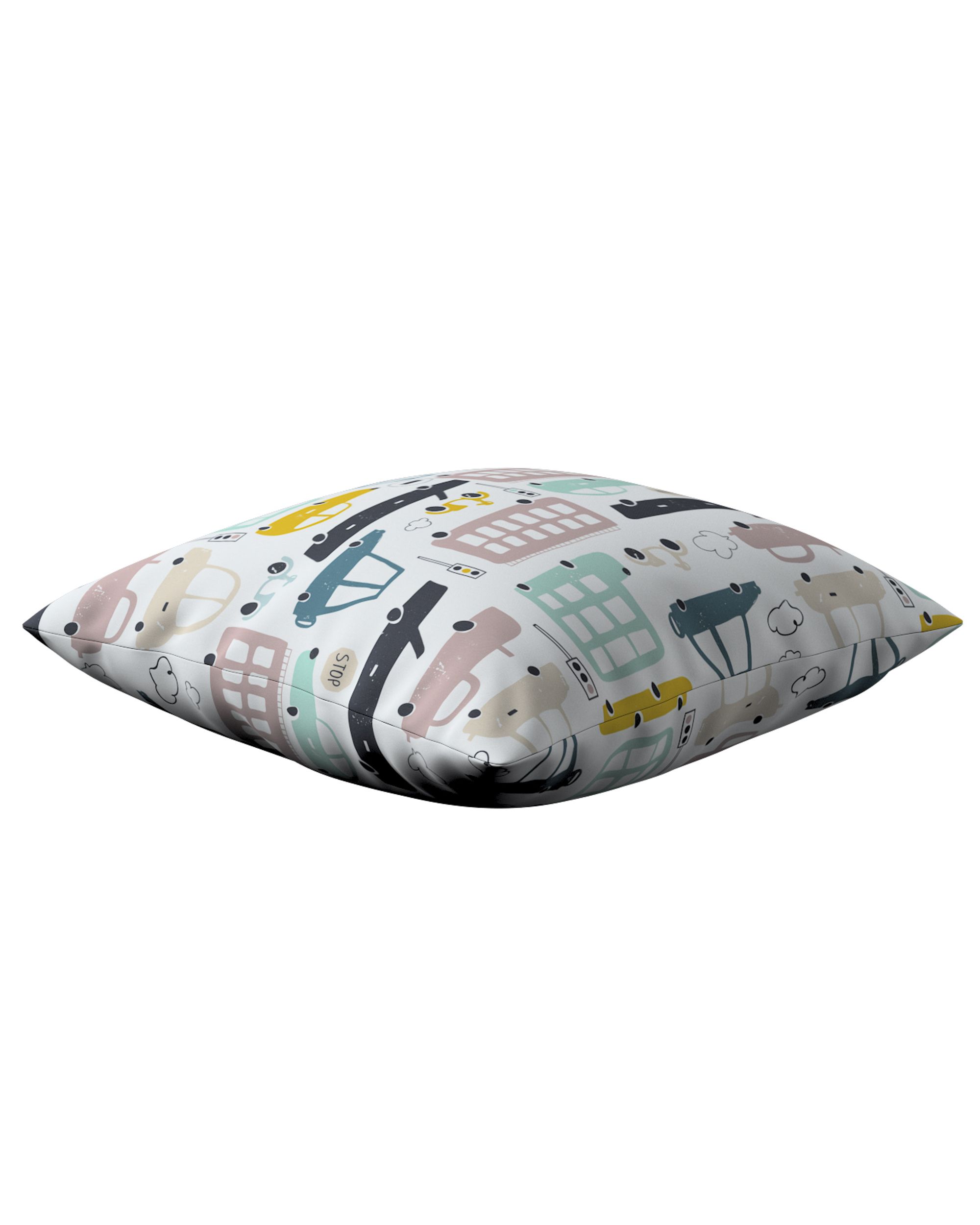 Housse de coussin Milly couleur beige tissu à motifs (hover)