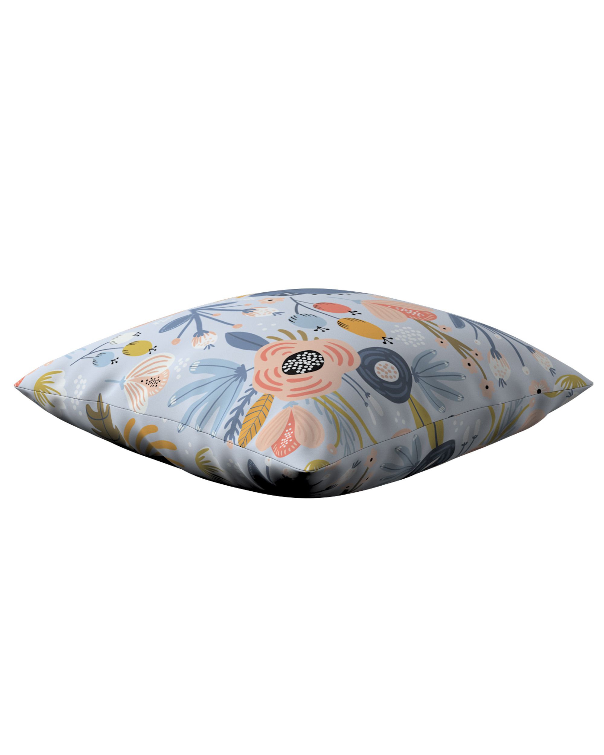 Housse de coussin Milly couleur bleu tissu à motifs (hover)