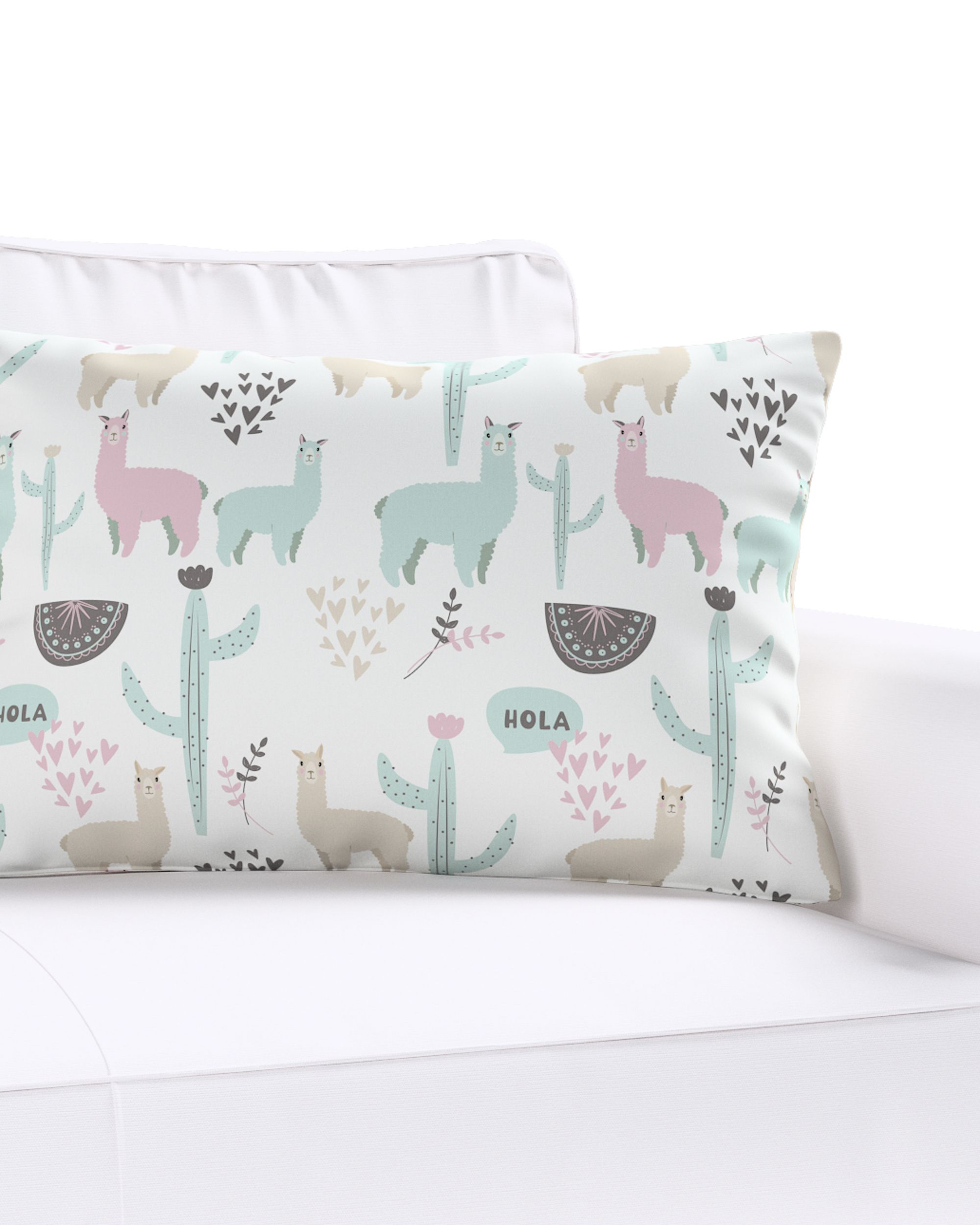 Housse de coussin Milly forme rectangulaire couleur vert tissu à motifs (hover)