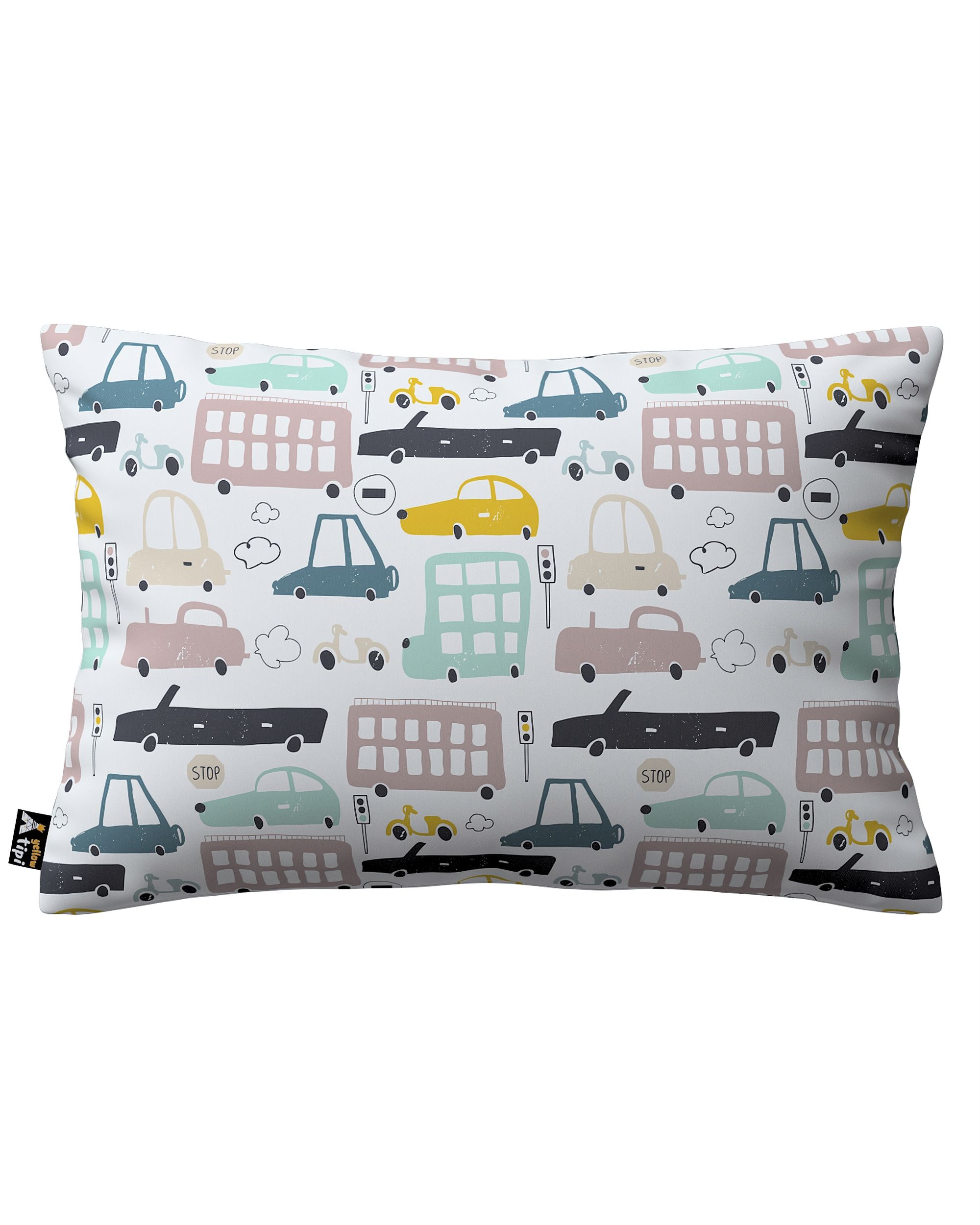Housse de coussin Milly forme rectangulaire couleur beige tissu à motifs