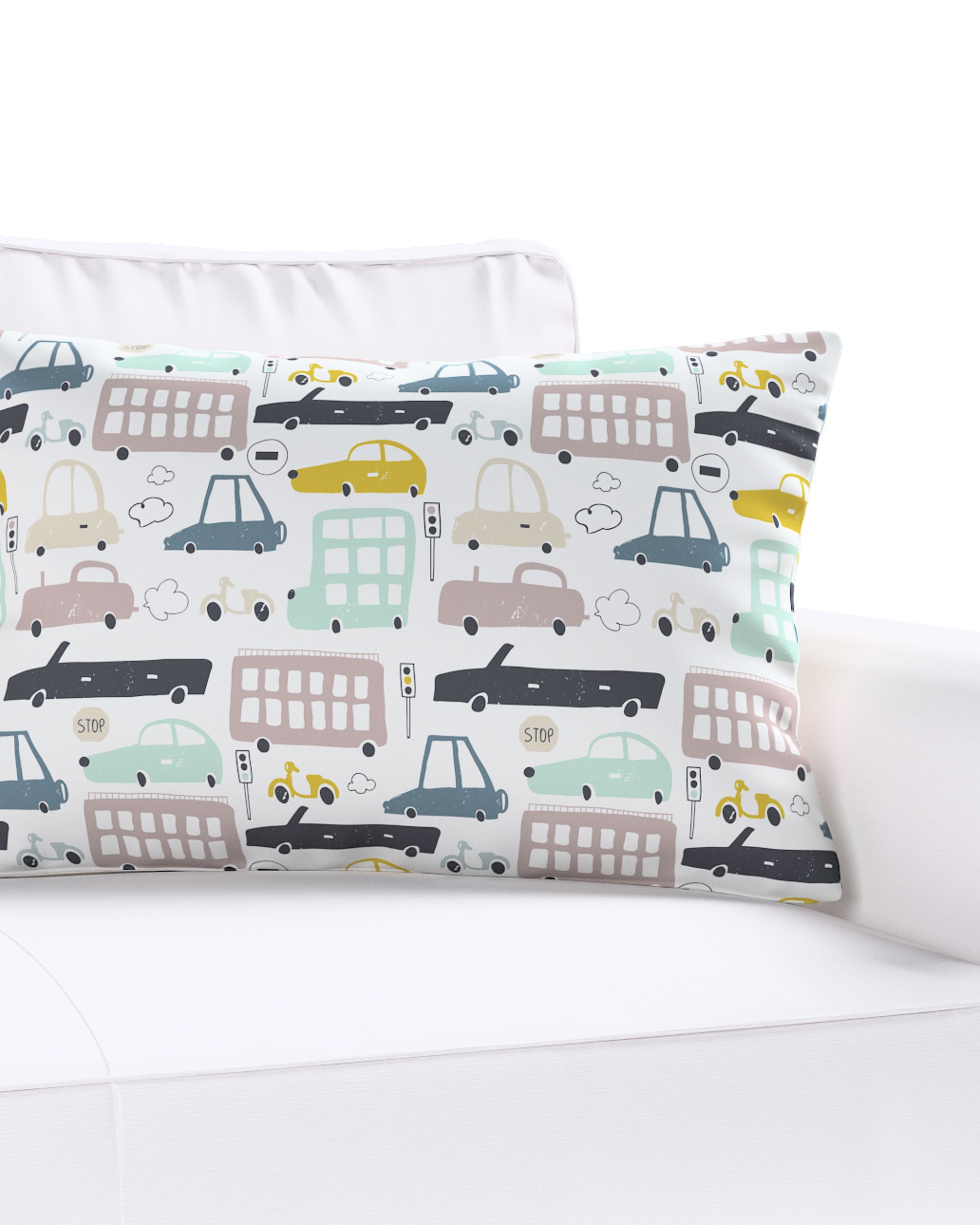 Housse de coussin Milly forme rectangulaire couleur beige tissu à motifs (hover)