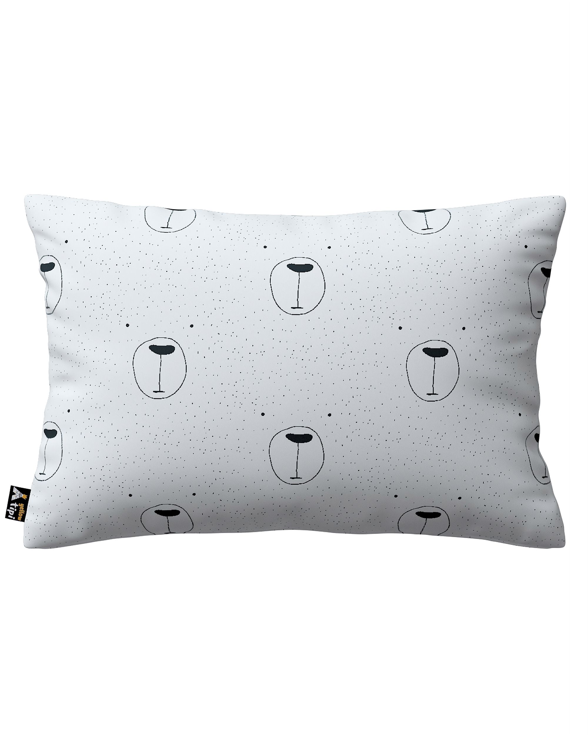 Housse de coussin Milly forme rectangulaire couleur blanc tissu à motifs
