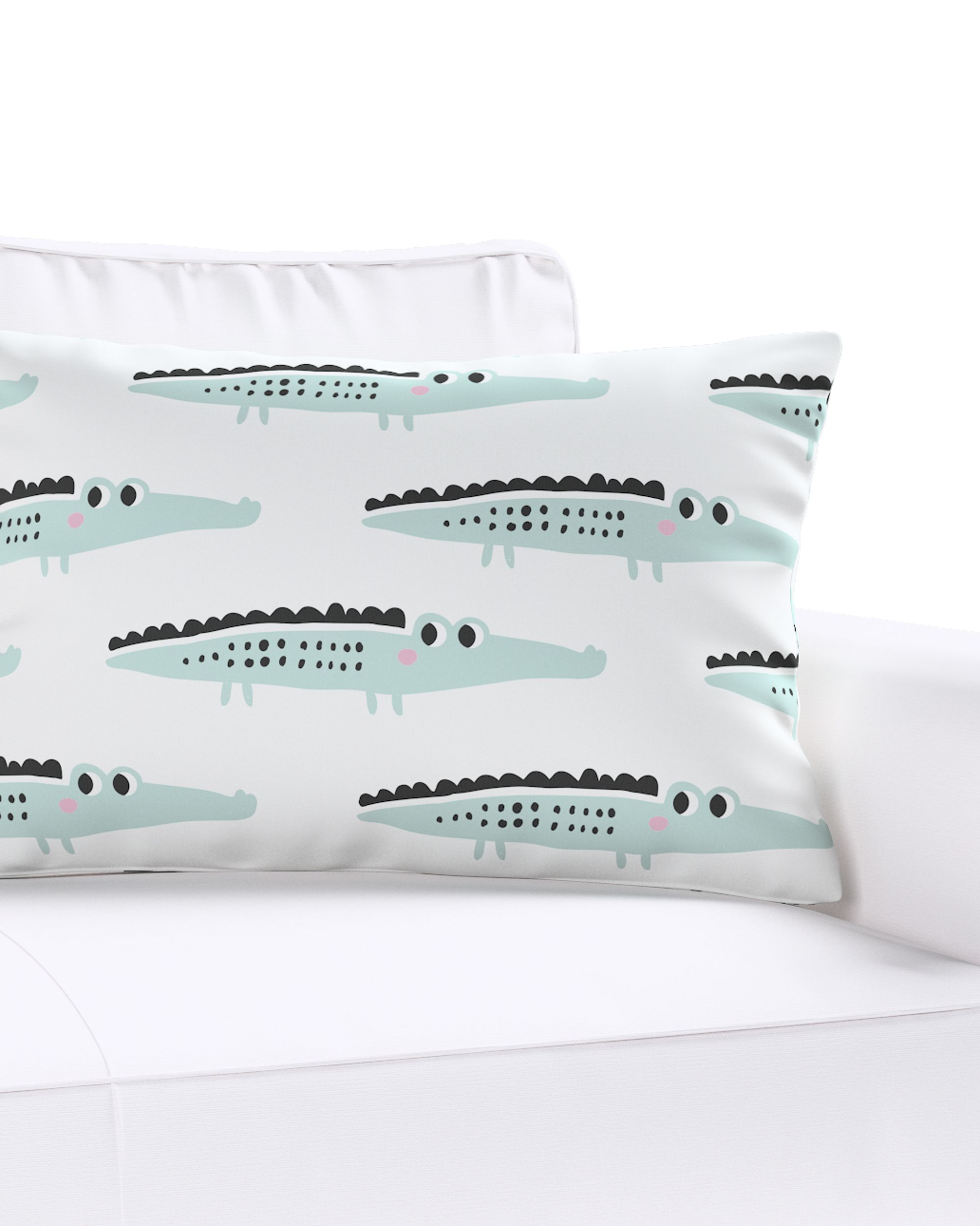 Housse de coussin Milly forme rectangulaire couleur vert tissu à motifs (hover)