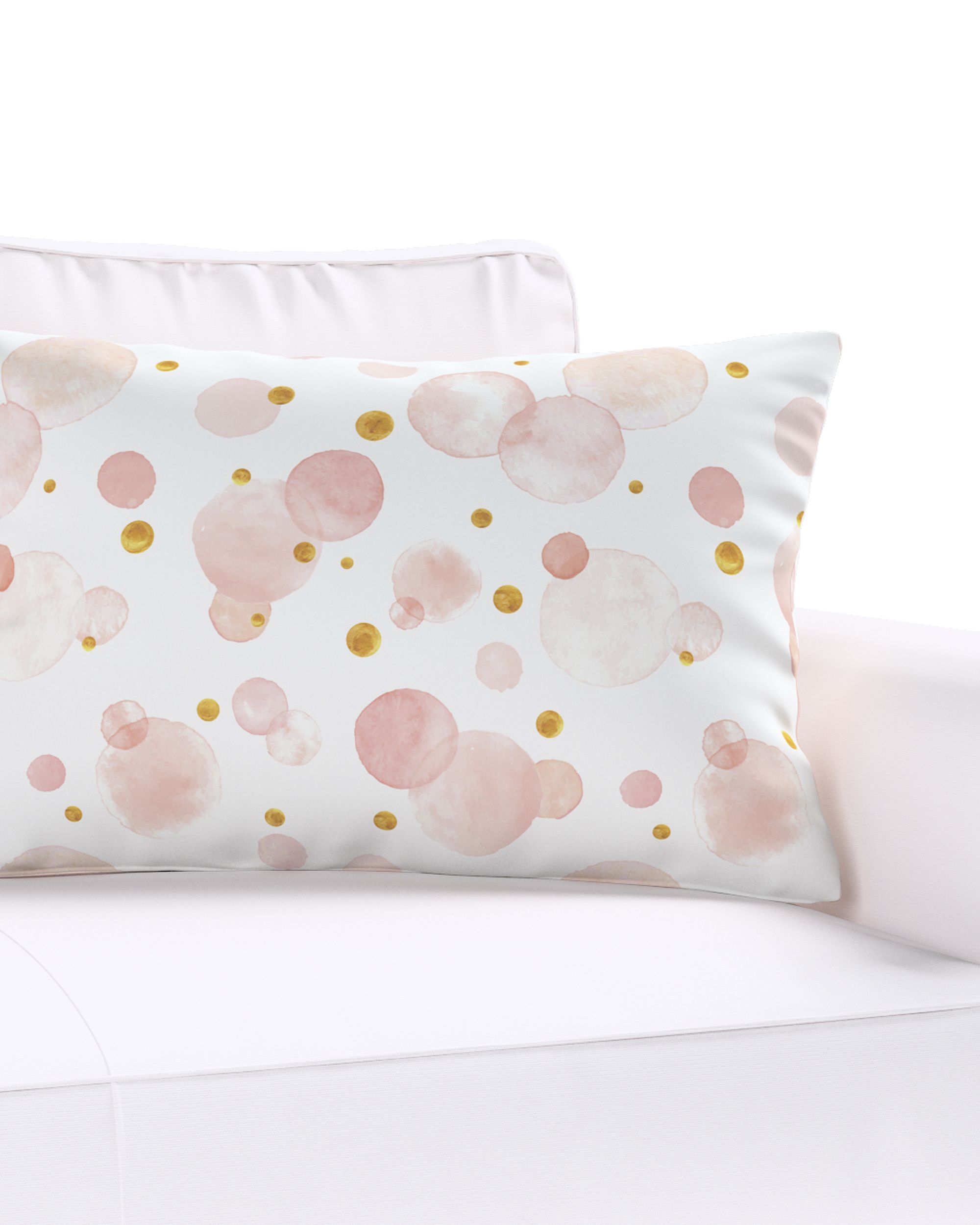 Housse de coussin Milly forme rectangulaire couleur rose tissu à motifs (hover)