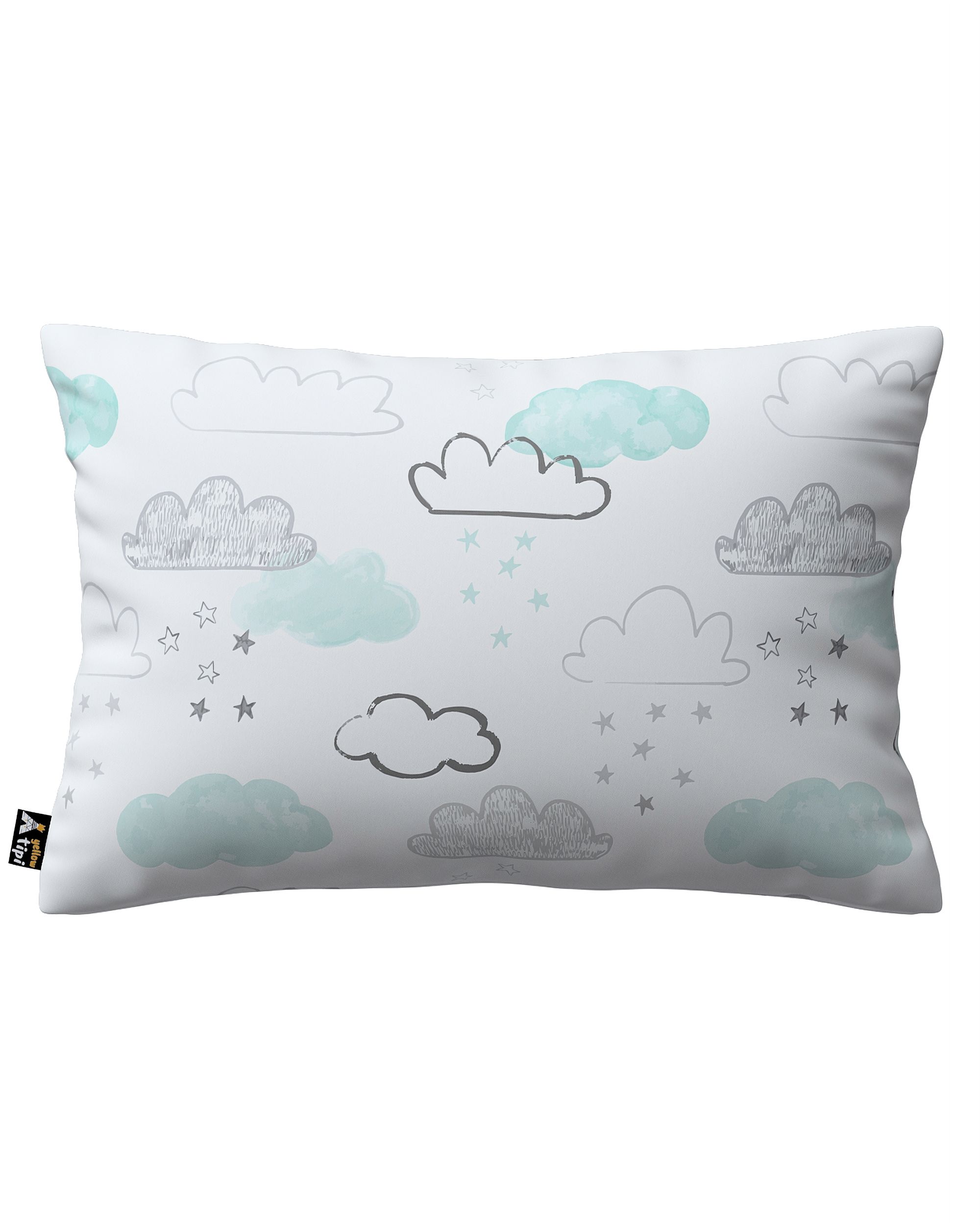 Housse de coussin Milly forme rectangulaire couleur blanc tissu à motifs