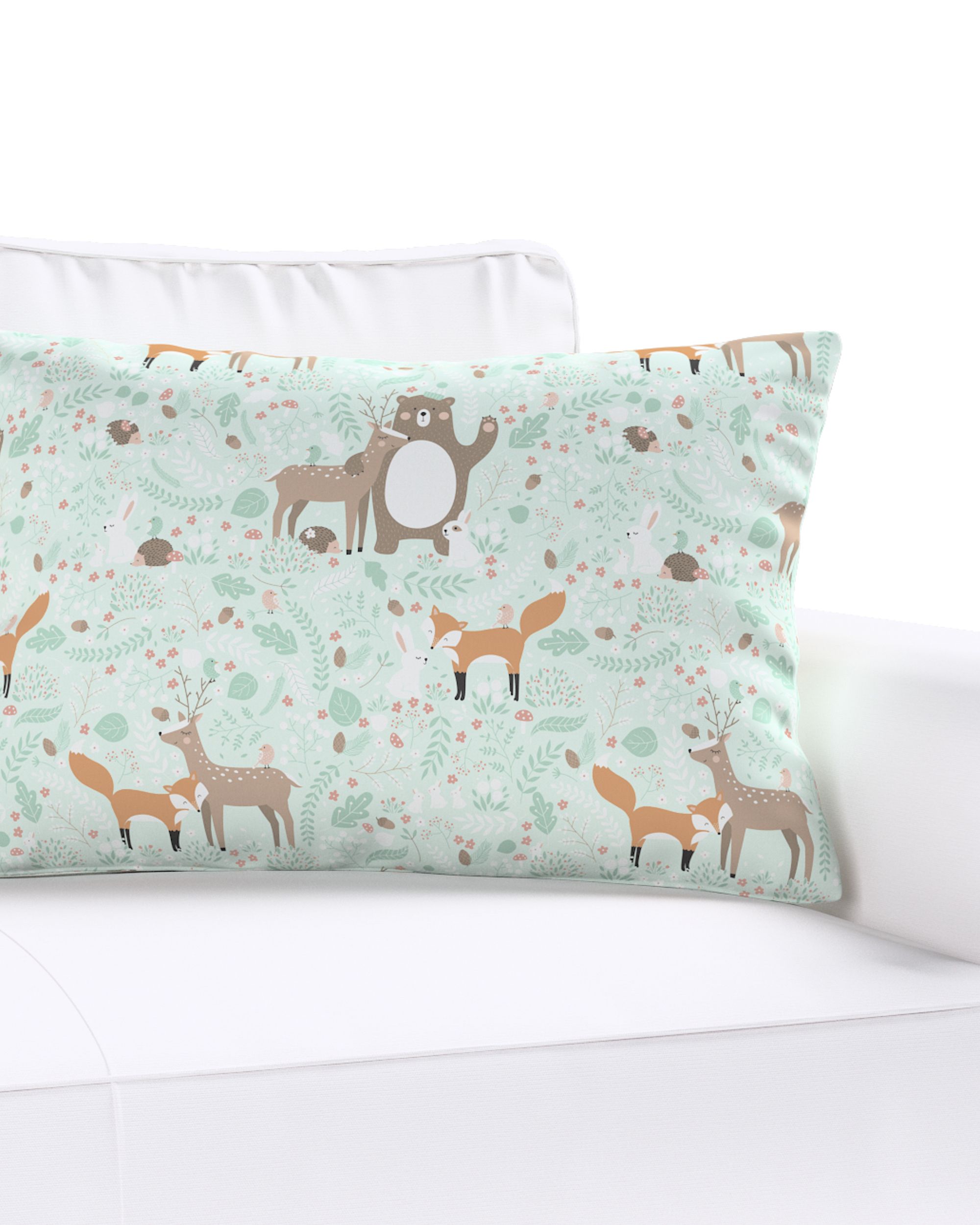 Housse de coussin Milly forme rectangulaire couleur vert tissu à motifs (hover)