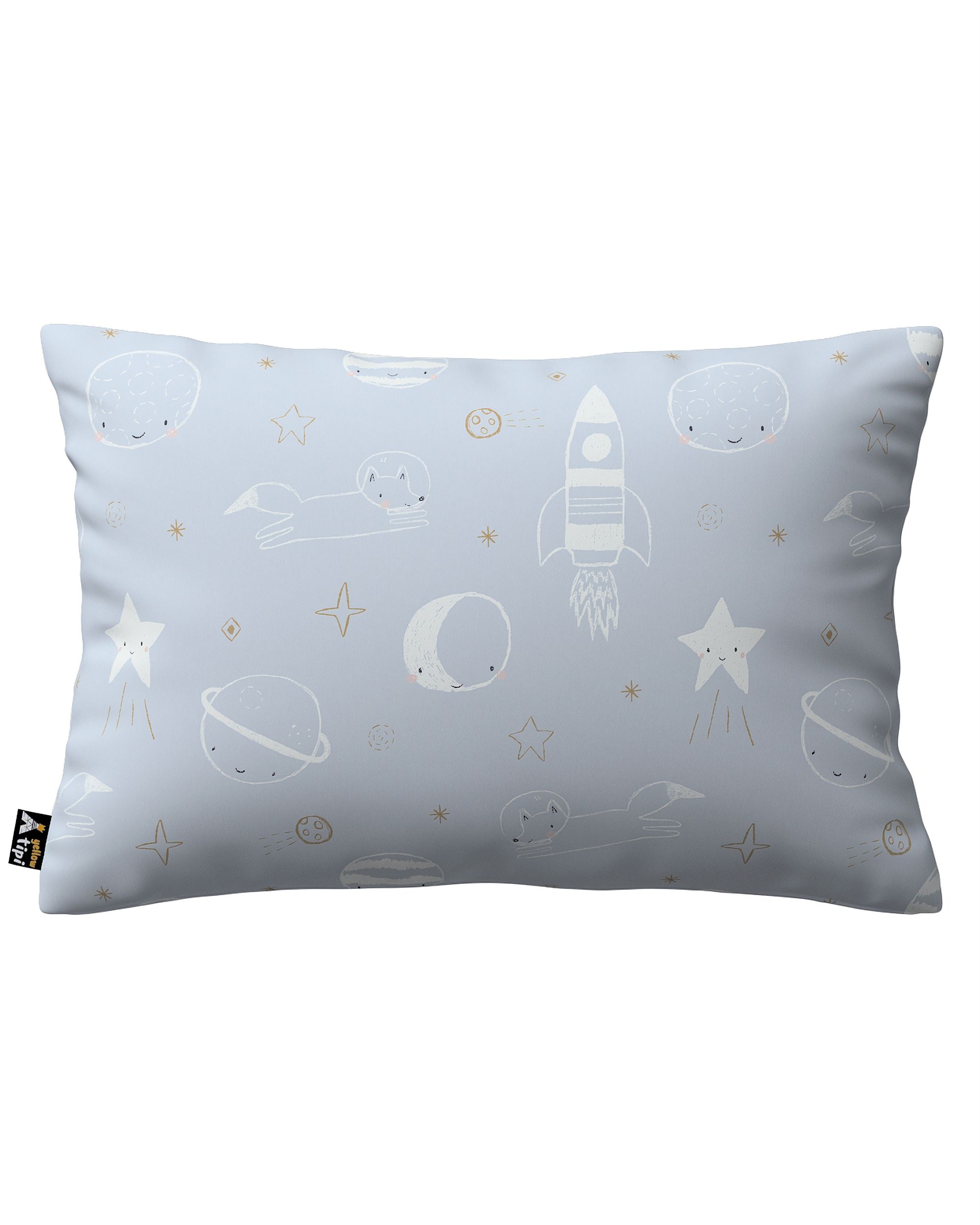 Housse de coussin Milly forme rectangulaire couleur bleu tissu à motifs