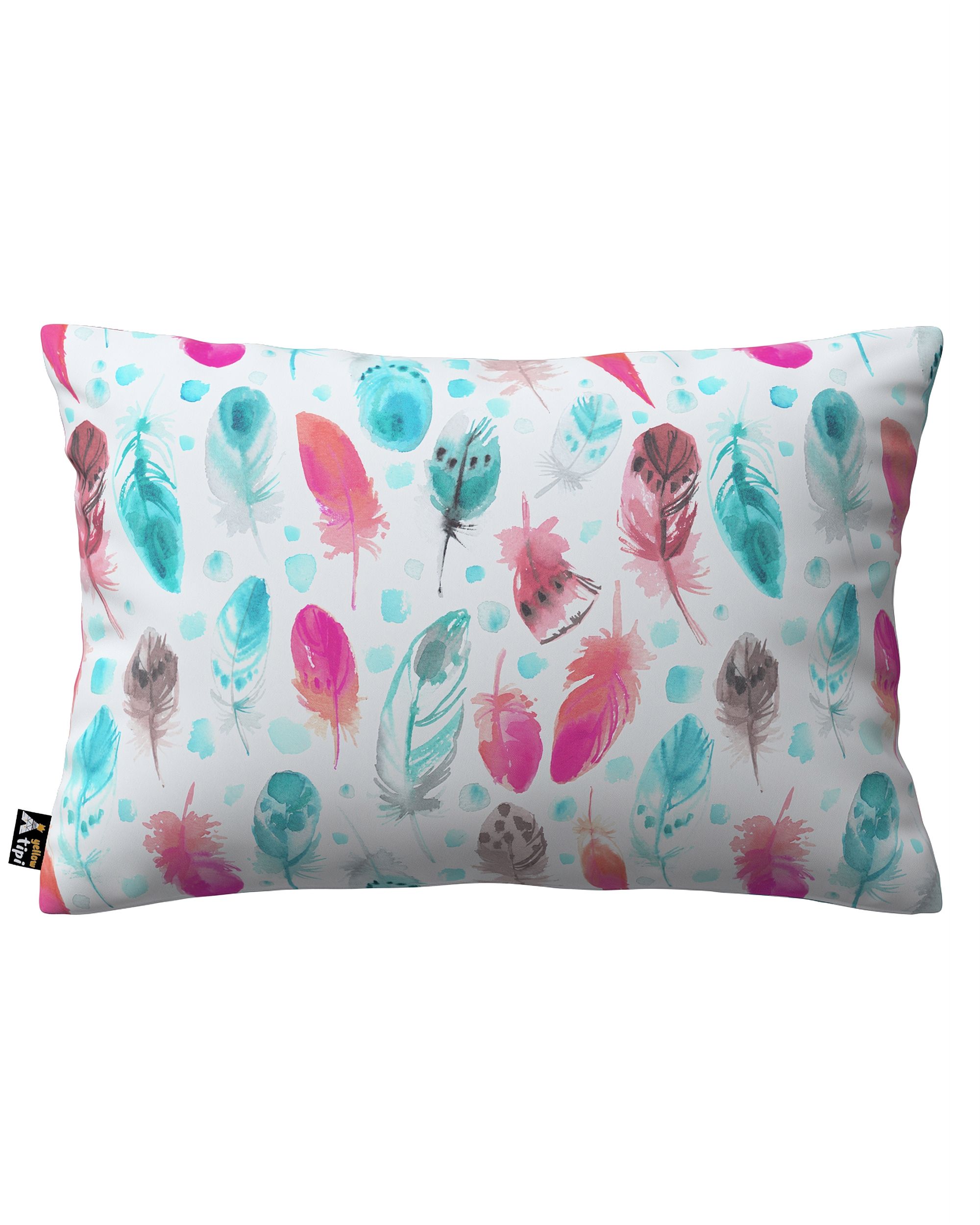 Housse de coussin Milly forme rectangulaire couleur bleu tissu à motifs