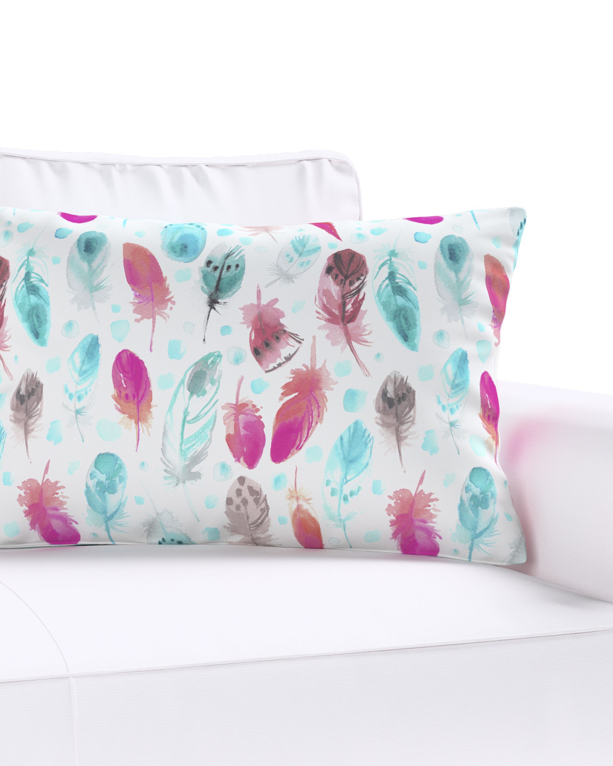 Housse de coussin Milly forme rectangulaire couleur bleu tissu à motifs (hover)