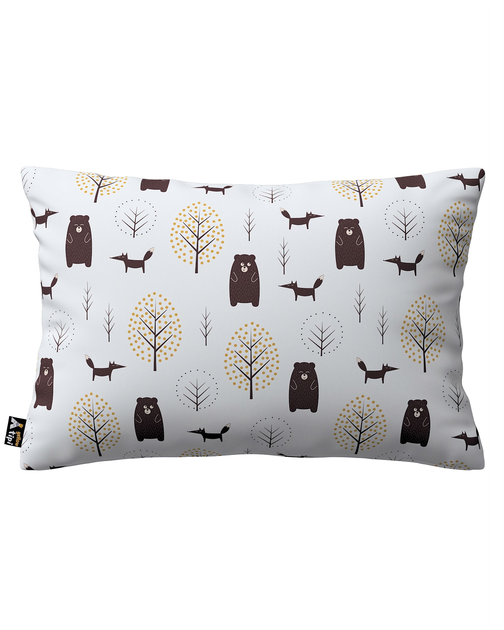 Housse de coussin Milly forme rectangulaire couleur marron tissu à motifs