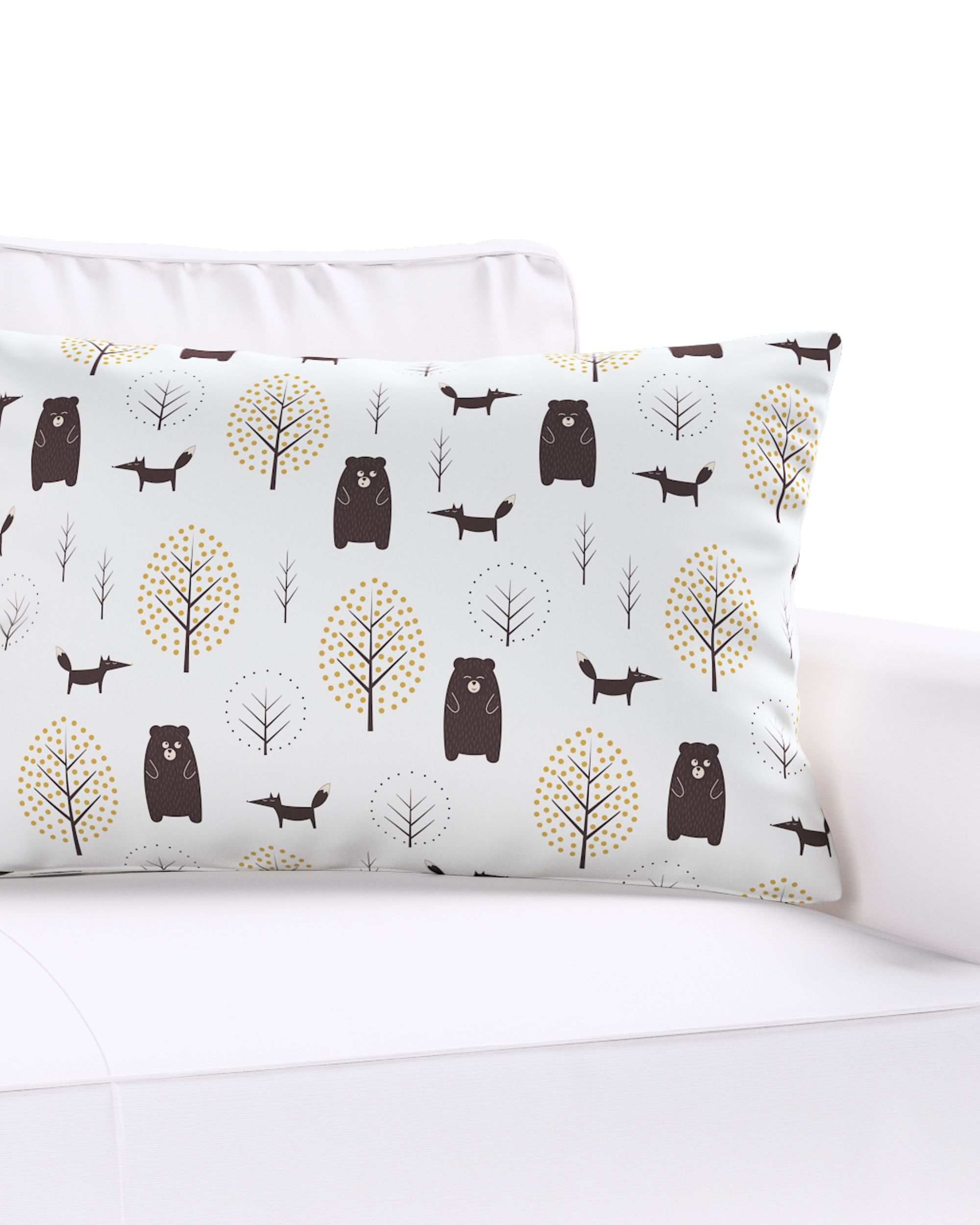 Housse de coussin Milly forme rectangulaire couleur marron tissu à motifs (hover)