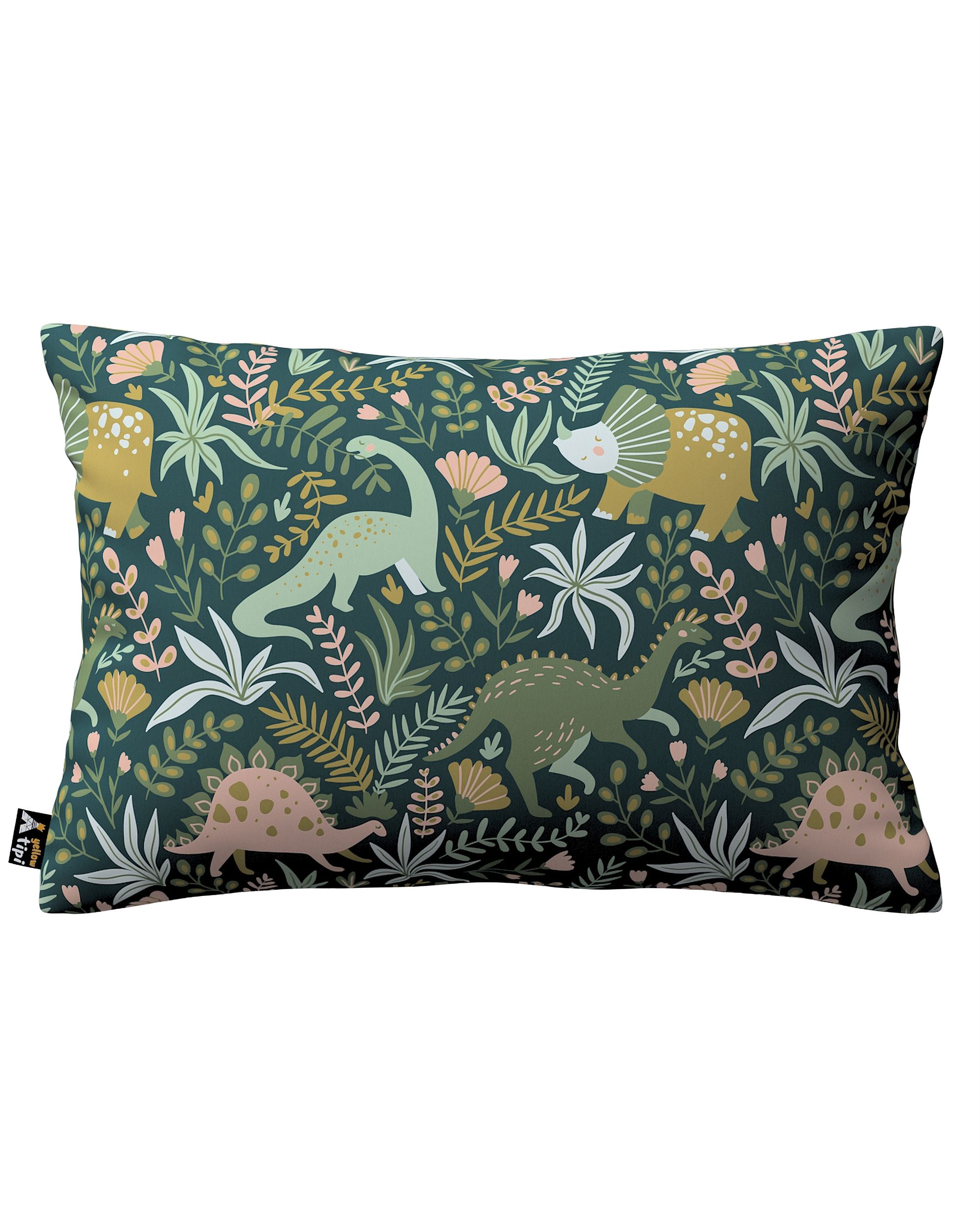 Housse de coussin Milly forme rectangulaire couleur vert tissu à motifs