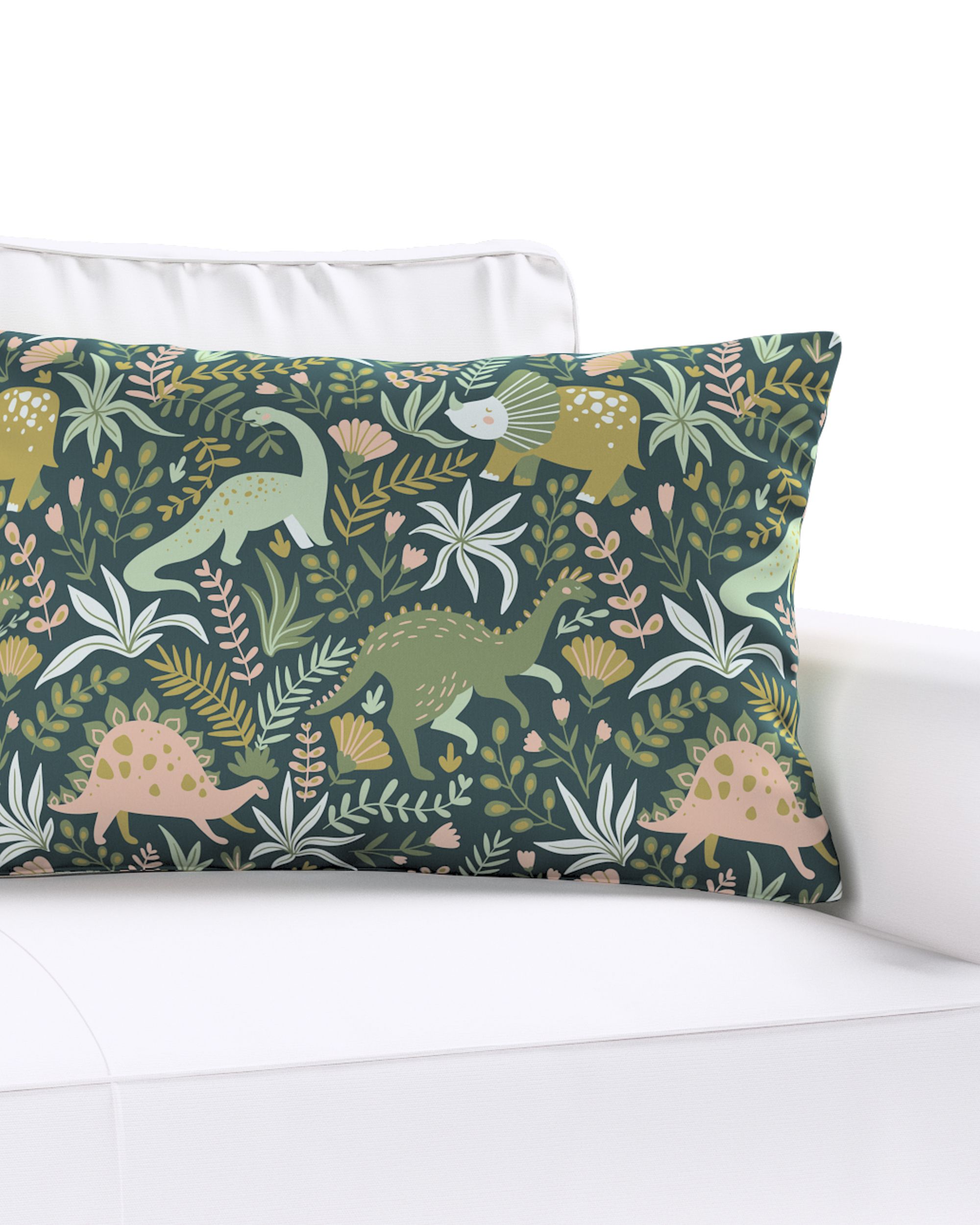 Housse de coussin Milly forme rectangulaire couleur vert tissu à motifs (hover)