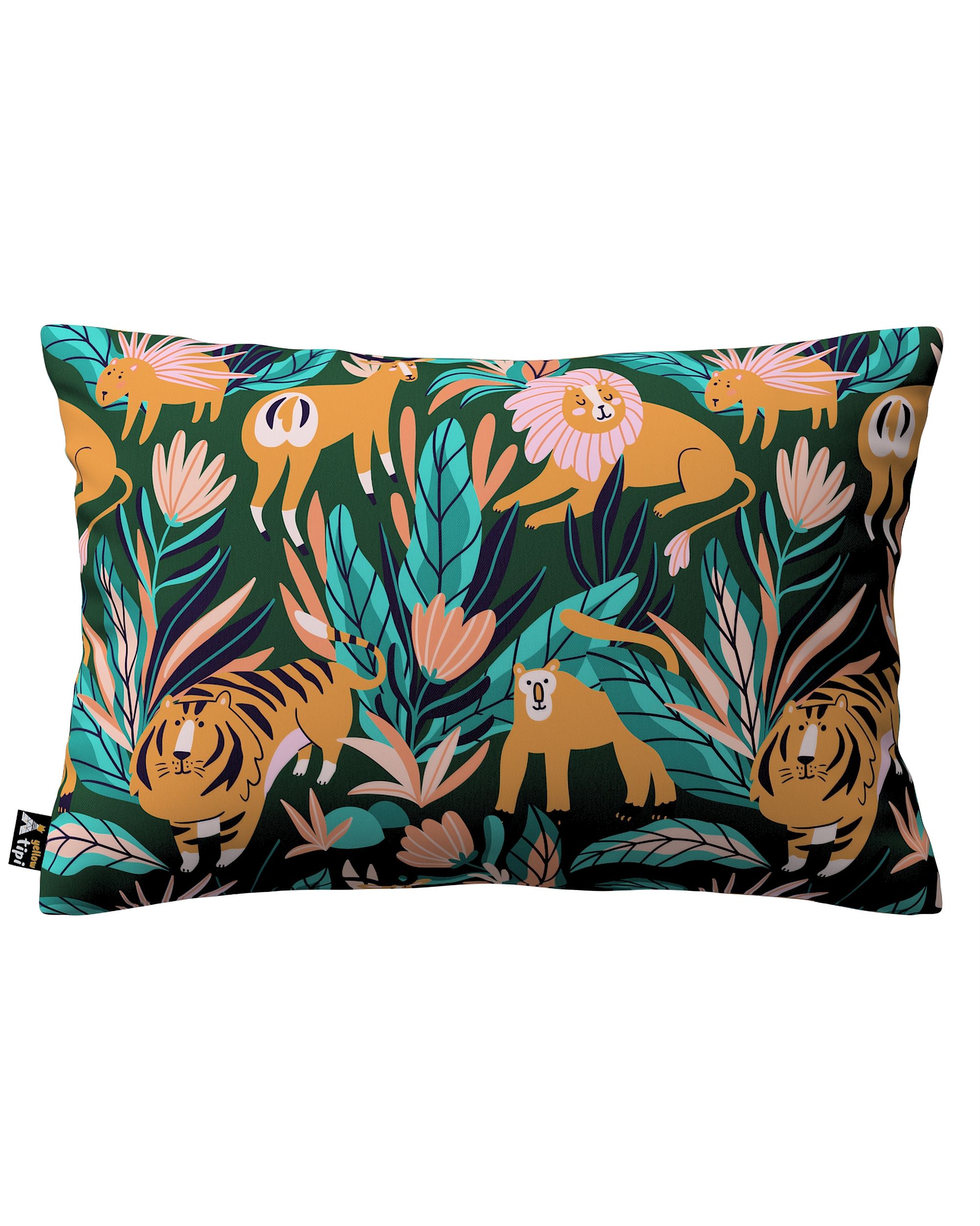 Housse de coussin Milly forme rectangulaire couleur orange tissu à motifs