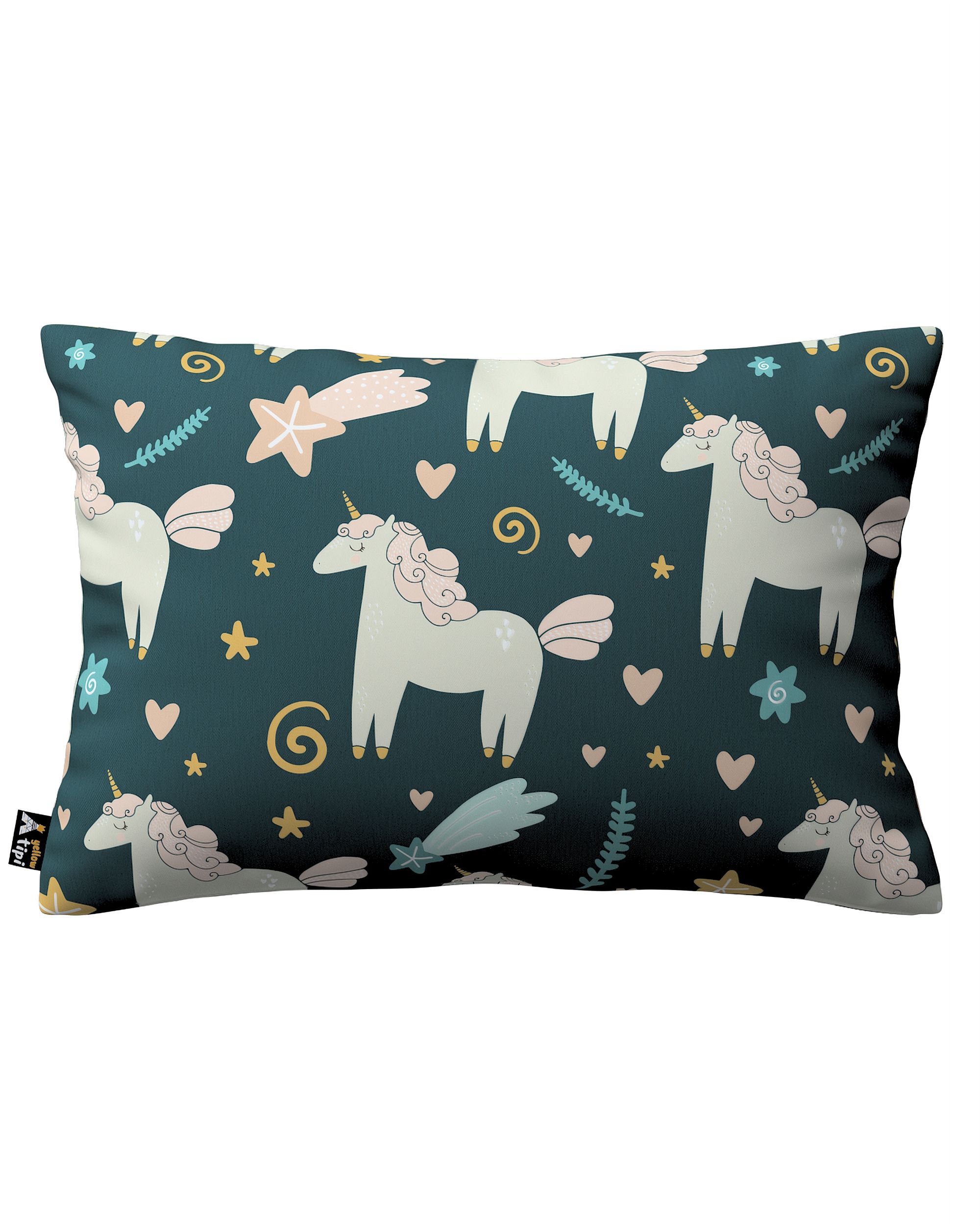 Housse de coussin Milly forme rectangulaire couleur marron tissu à motifs