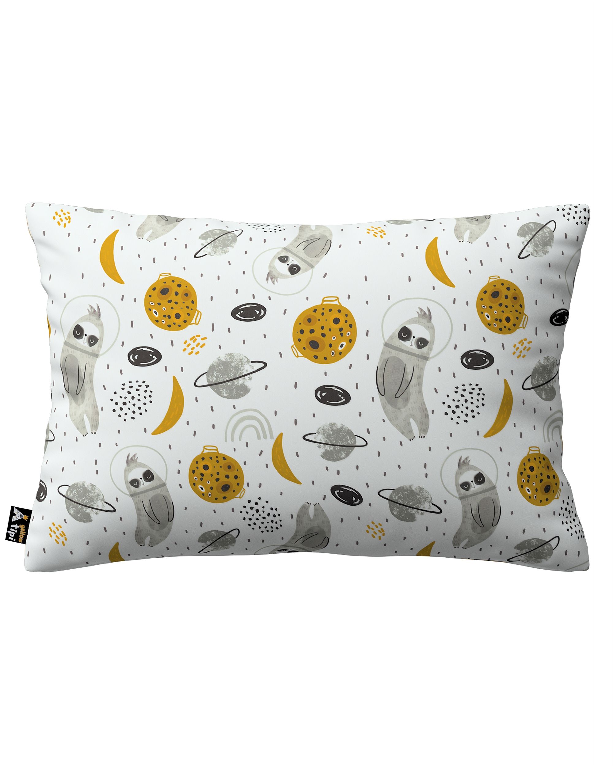 Housse de coussin Milly forme rectangulaire couleur blanc tissu à motifs