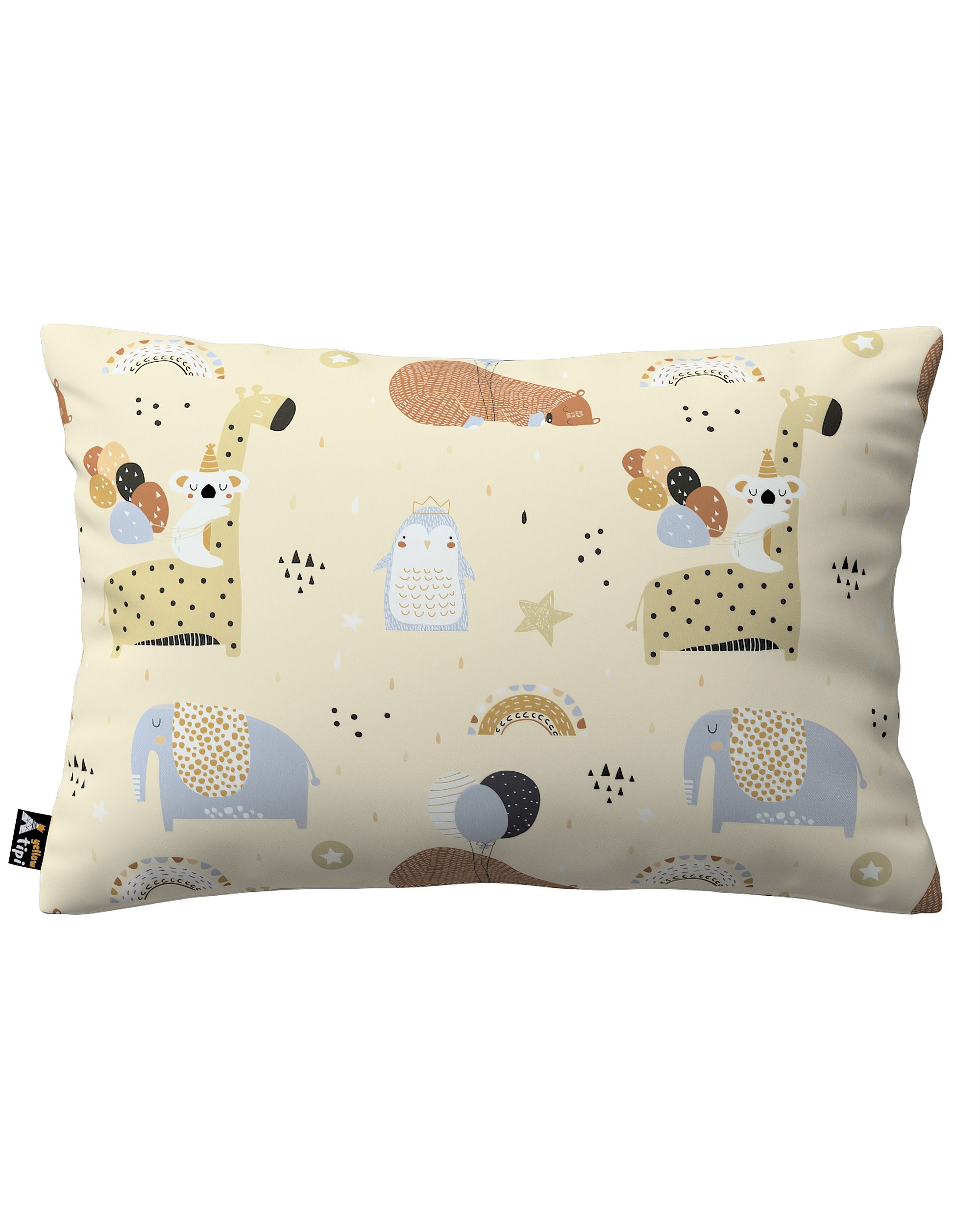 Housse de coussin Milly forme rectangulaire couleur beige tissu à motifs
