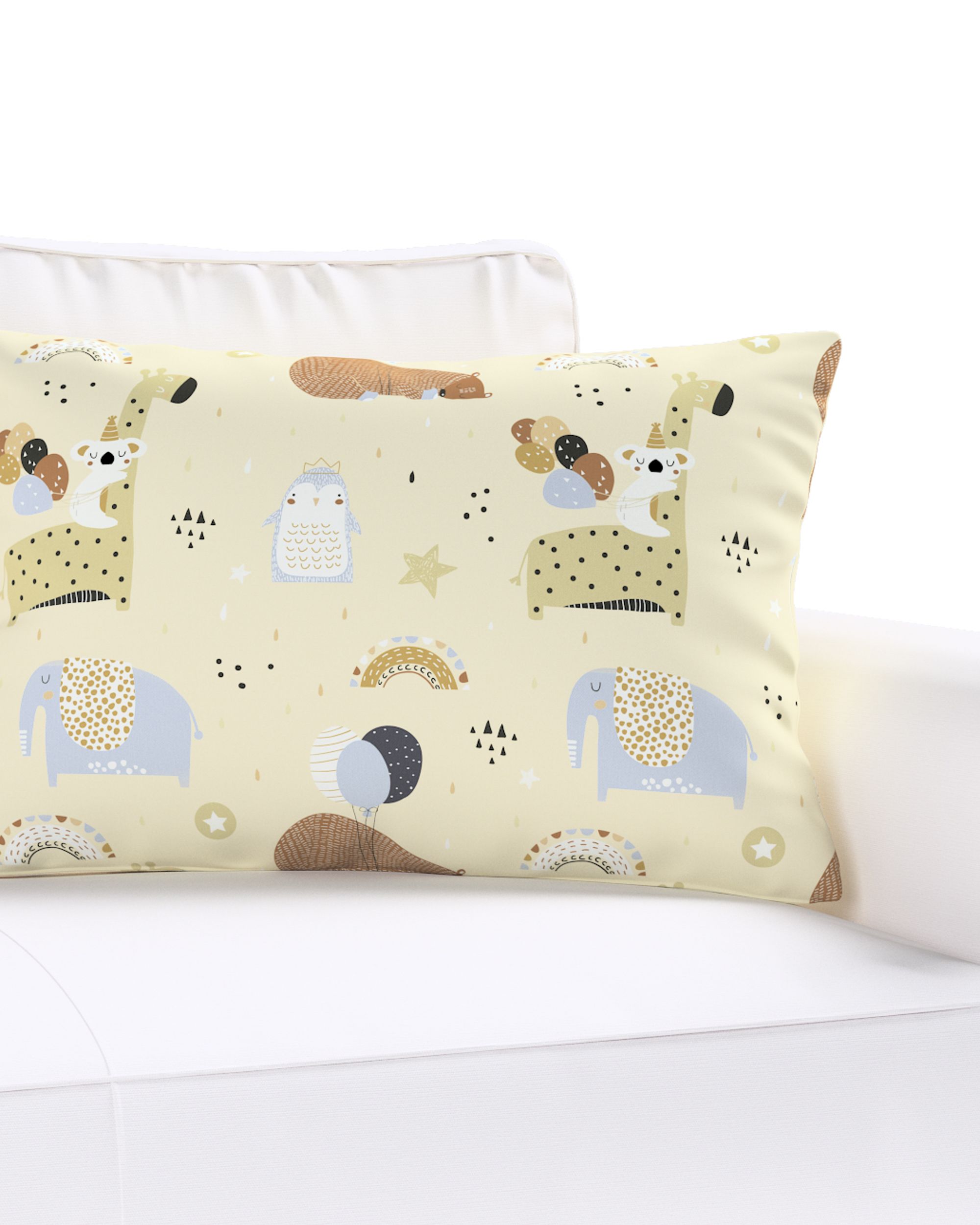 Housse de coussin Milly forme rectangulaire couleur beige tissu à motifs (hover)