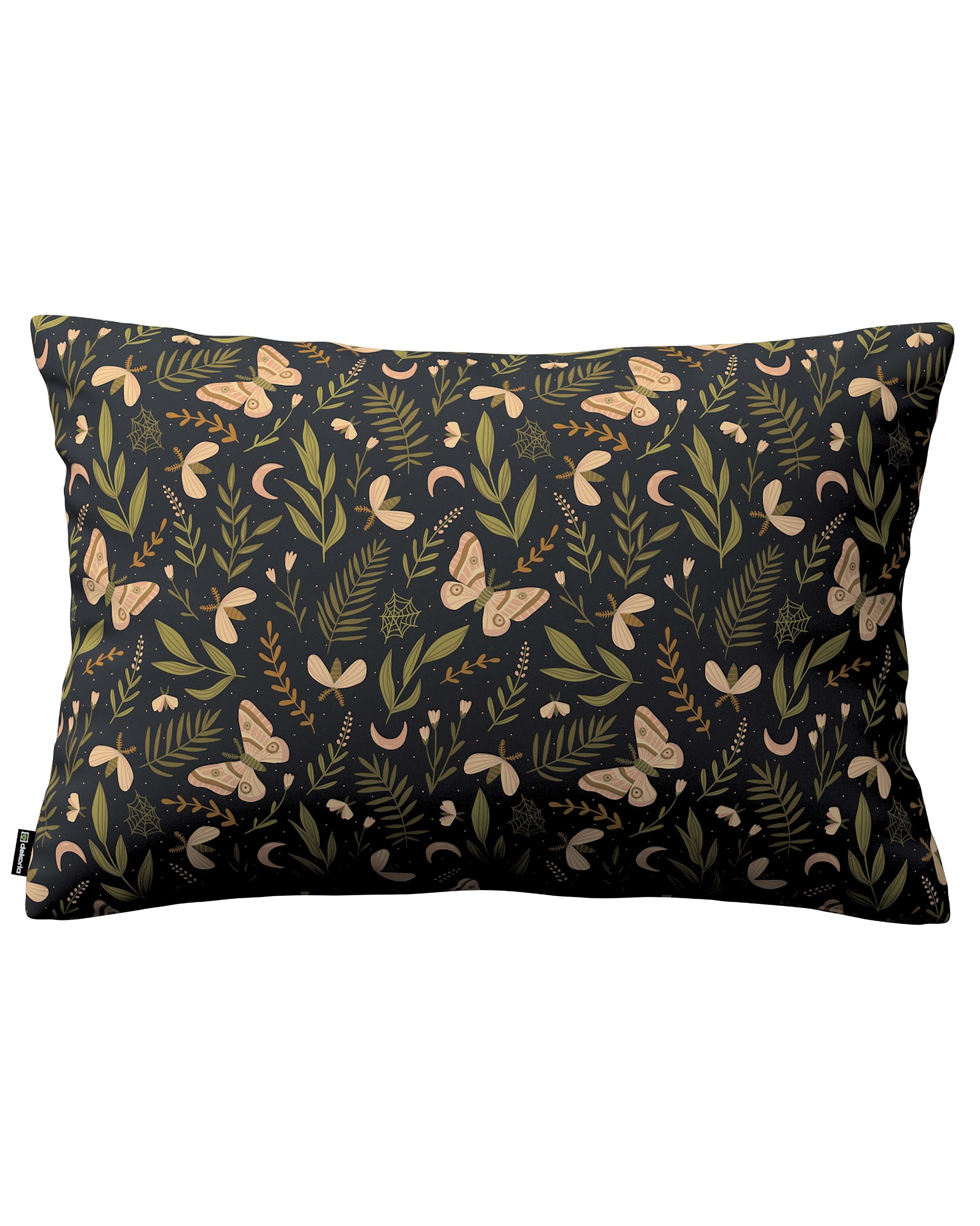 Housse de coussin Milly forme rectangulaire couleur noir tissu à motifs