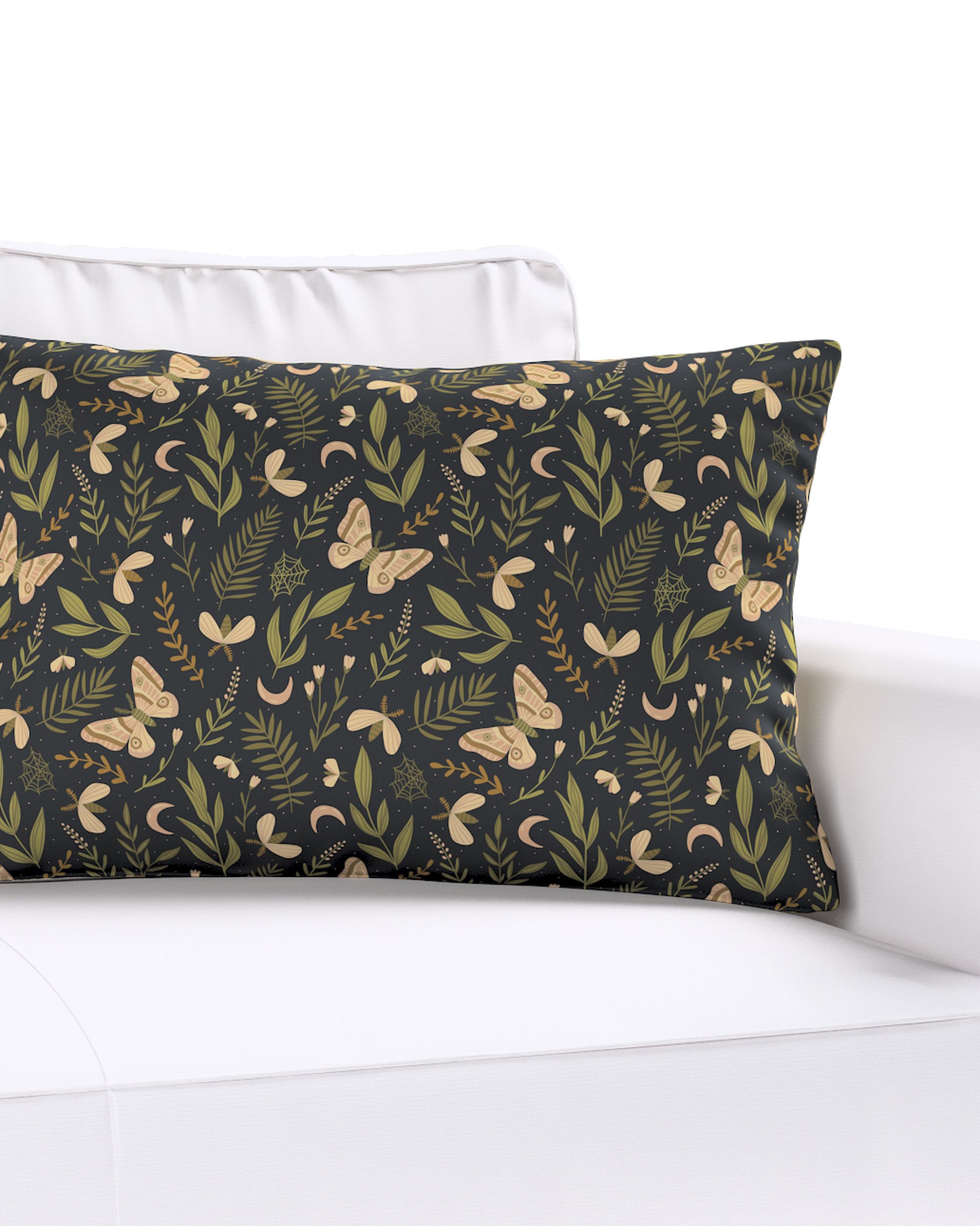 Housse de coussin Milly forme rectangulaire couleur noir tissu à motifs (hover)