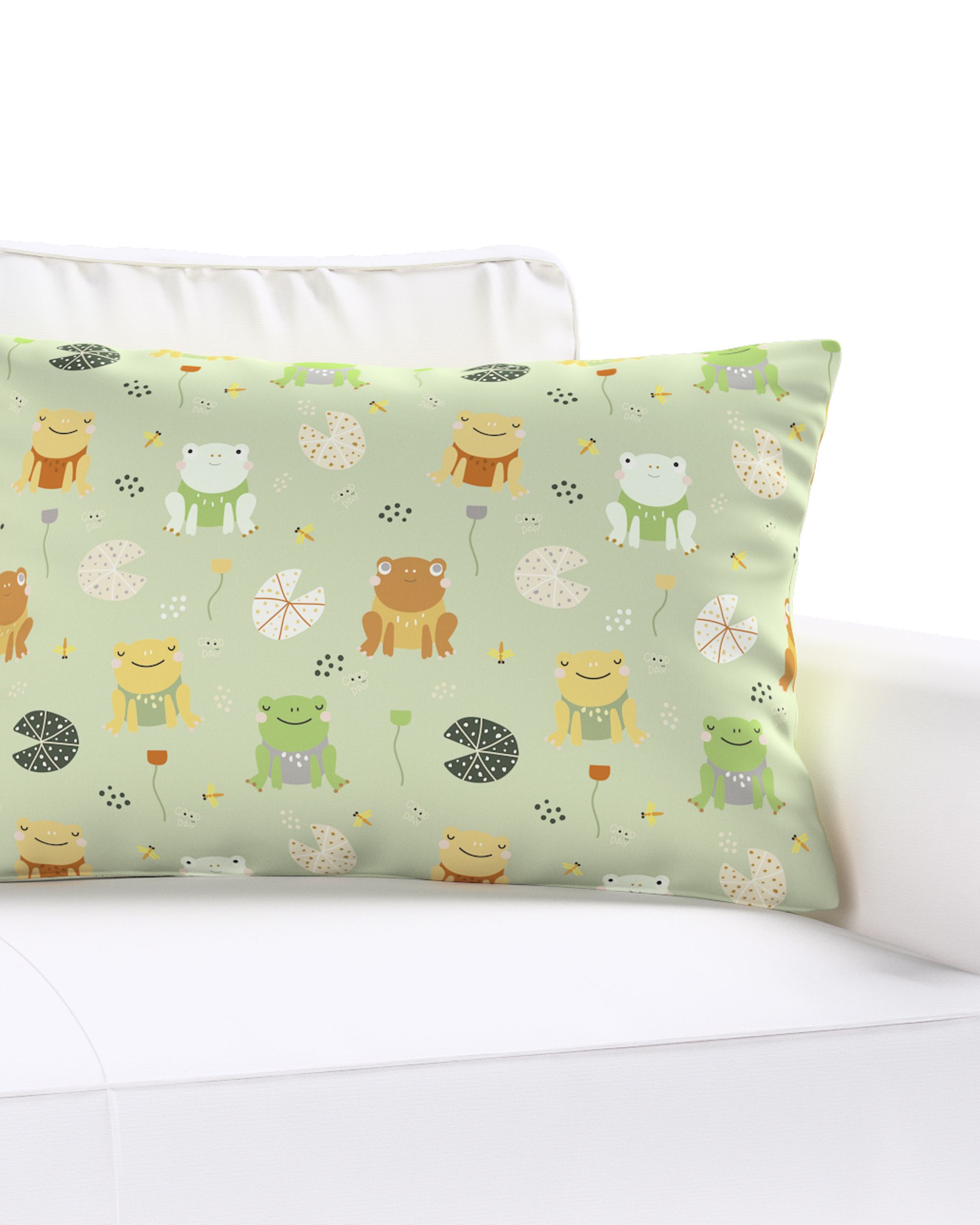 Housse de coussin Milly forme rectangulaire couleur vert tissu à motifs (hover)