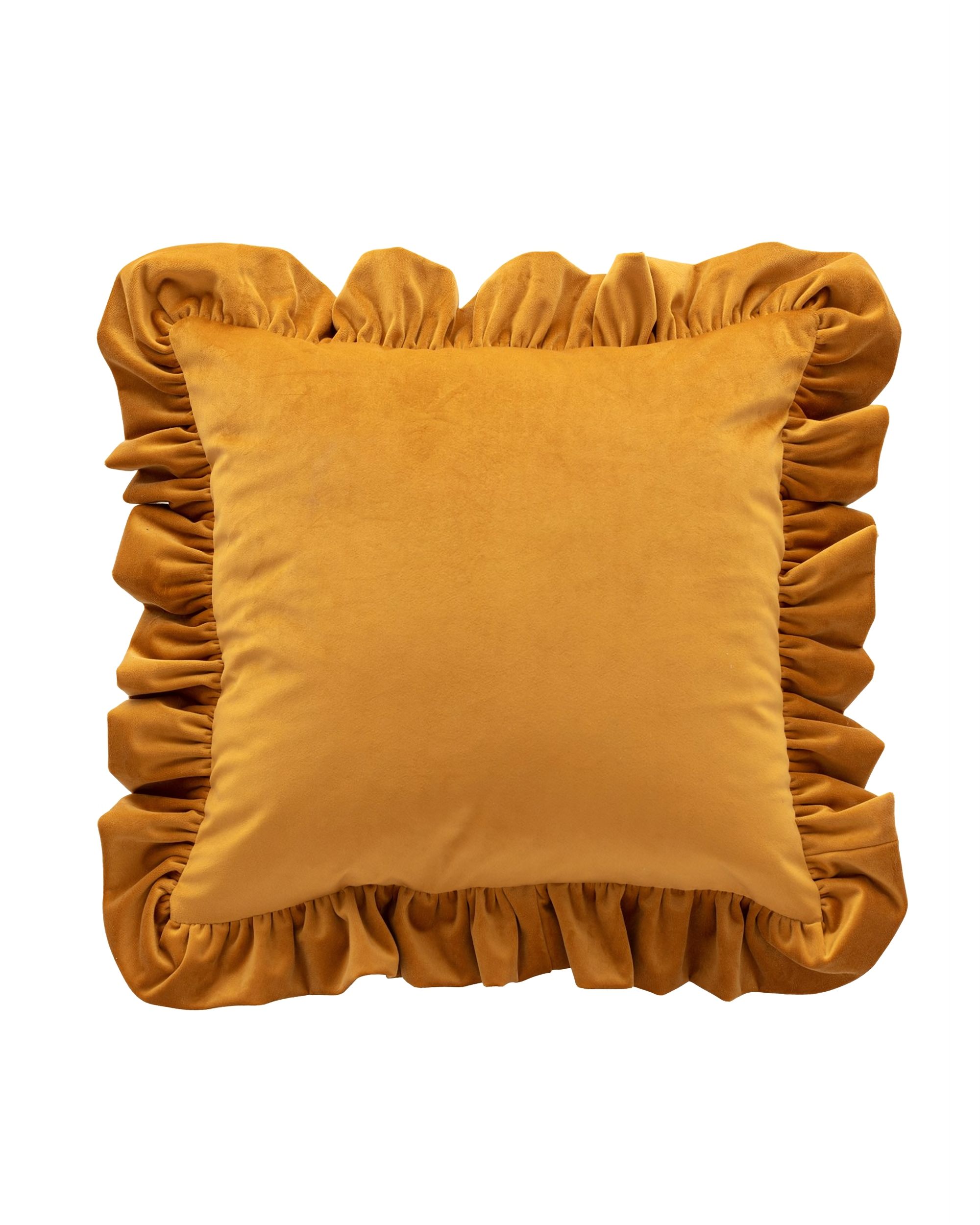 Housse de coussin Pola couleur jaune tissu brillant, velours