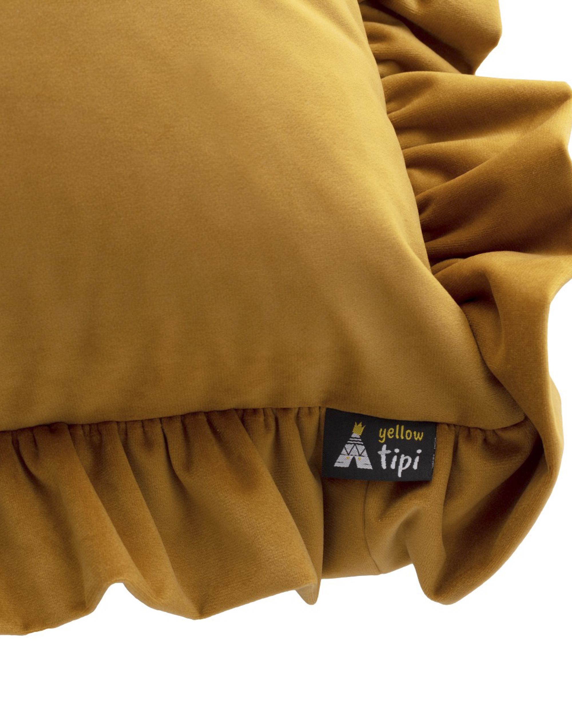Housse de coussin Pola couleur jaune tissu brillant, velours (hover)