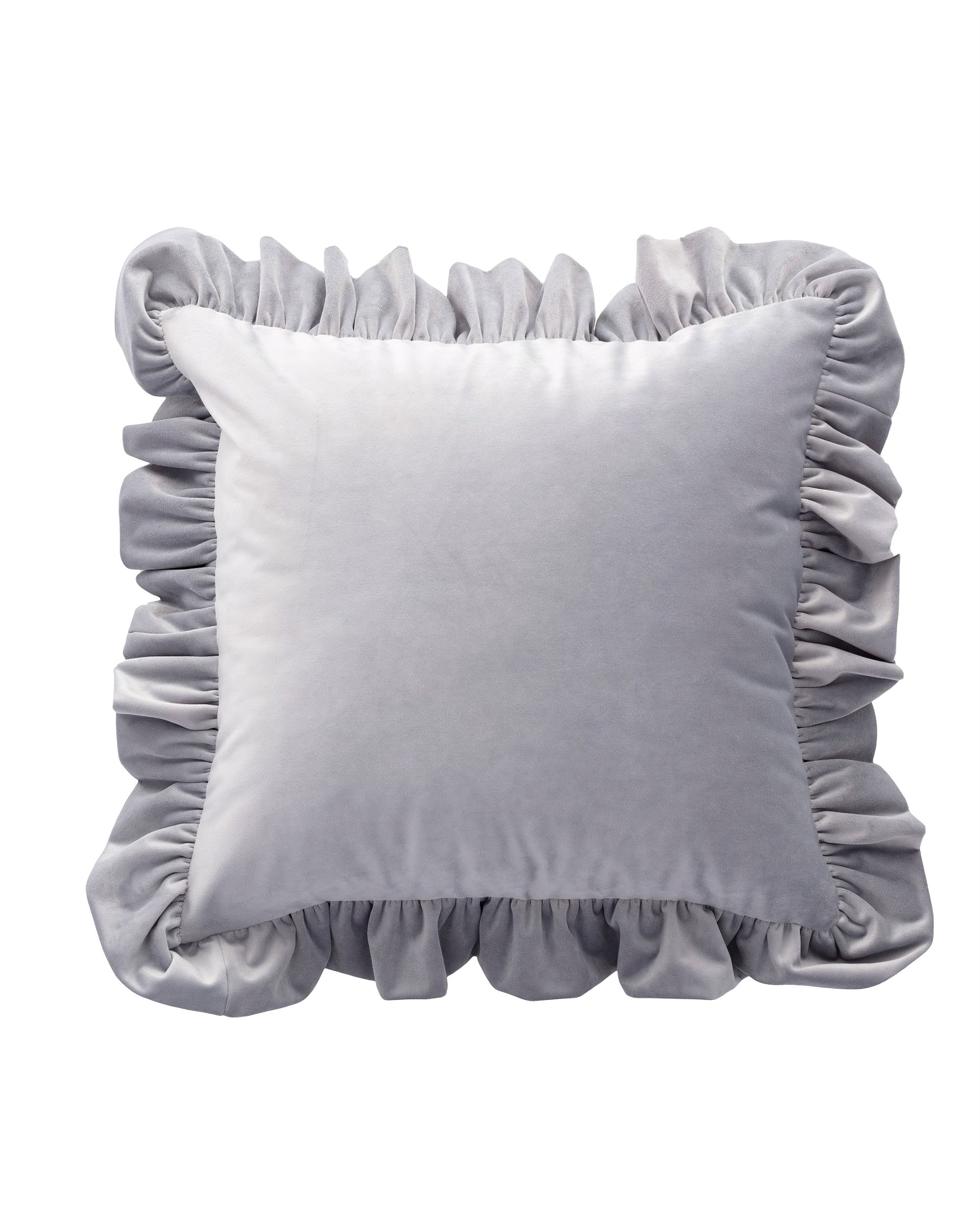 Housse de coussin Pola couleur gris tissu brillant, velours