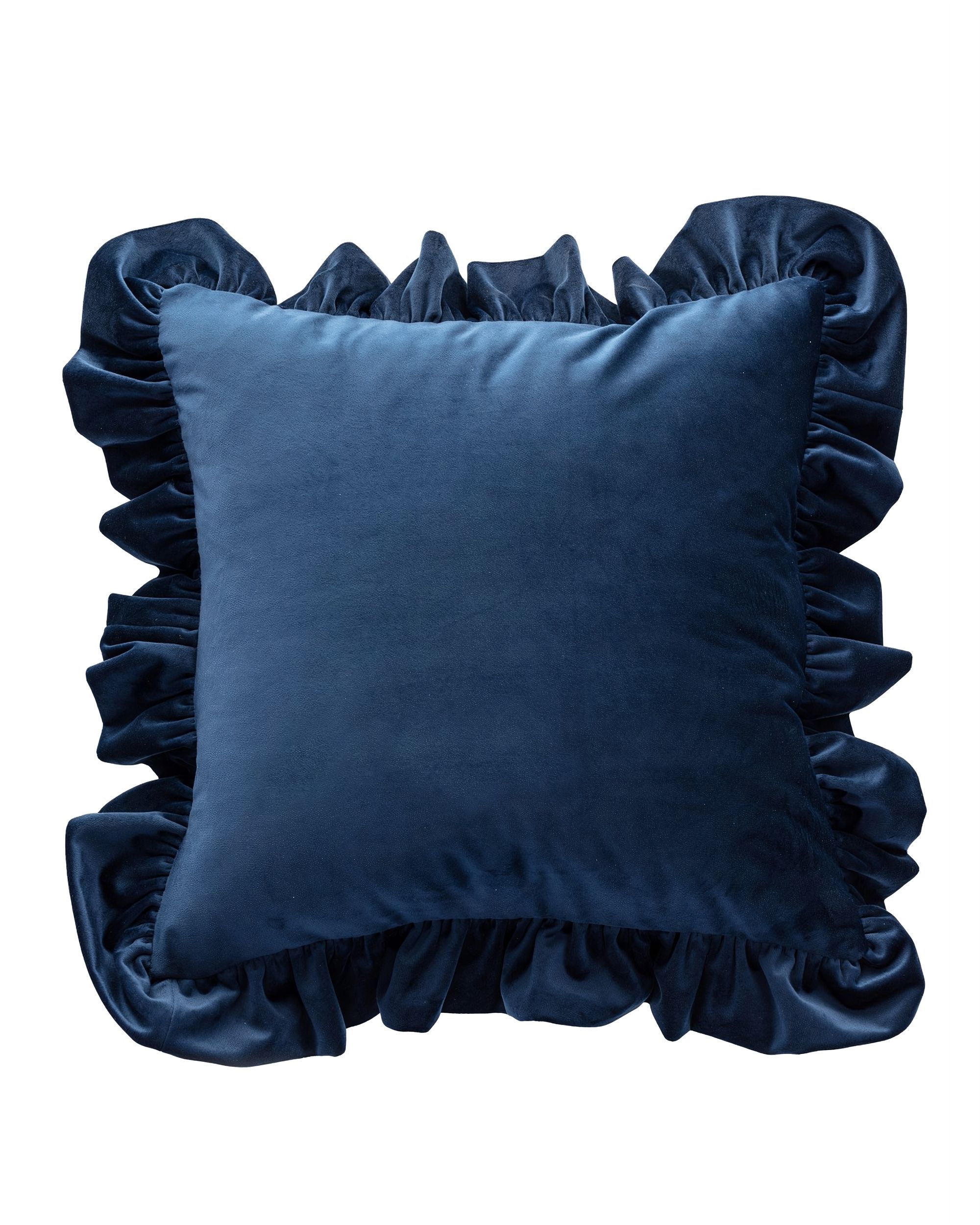 Housse de coussin Pola couleur bleu marine tissu brillant, velours