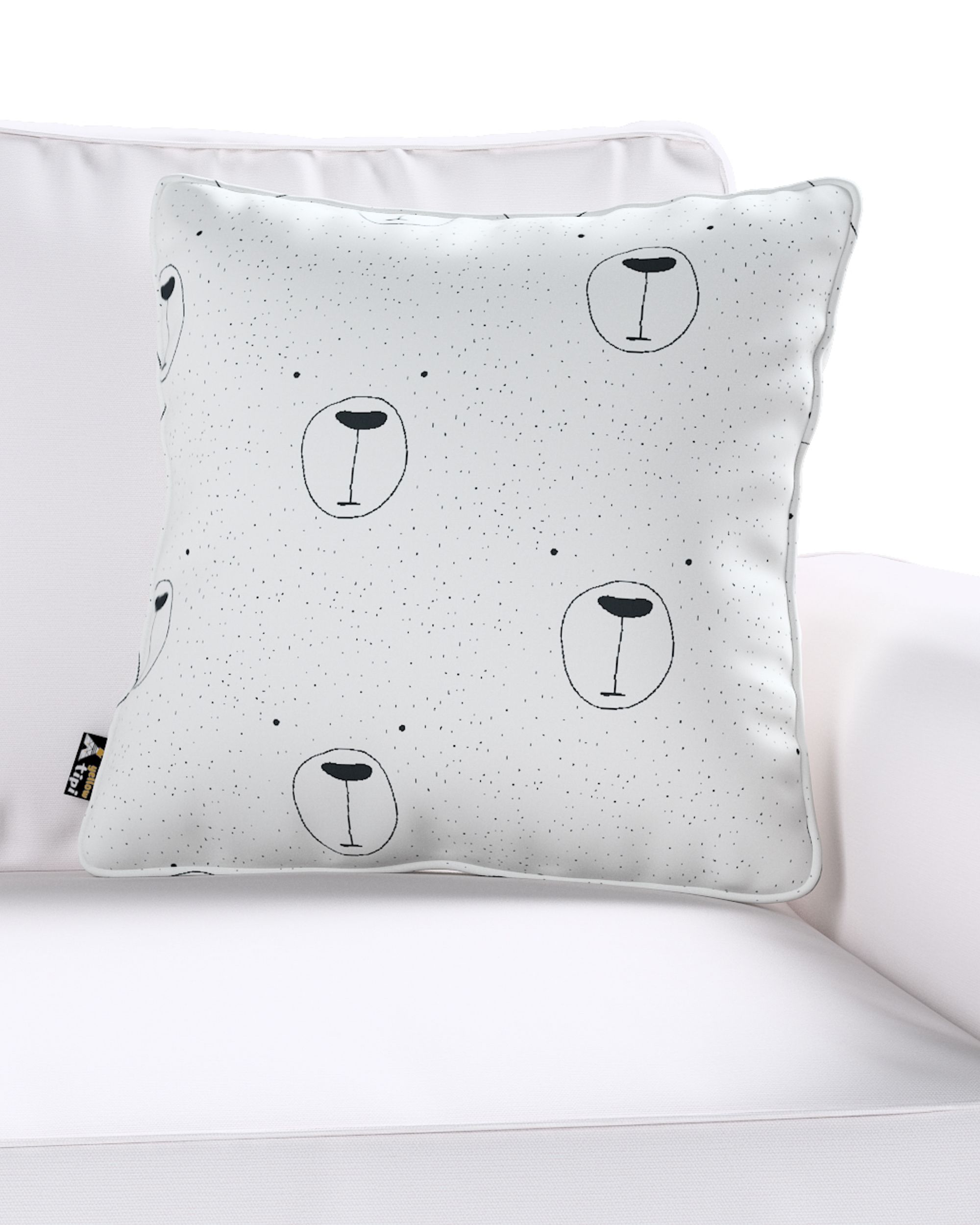 Housse de coussin Lola couleur blanc tissu à motifs (hover)