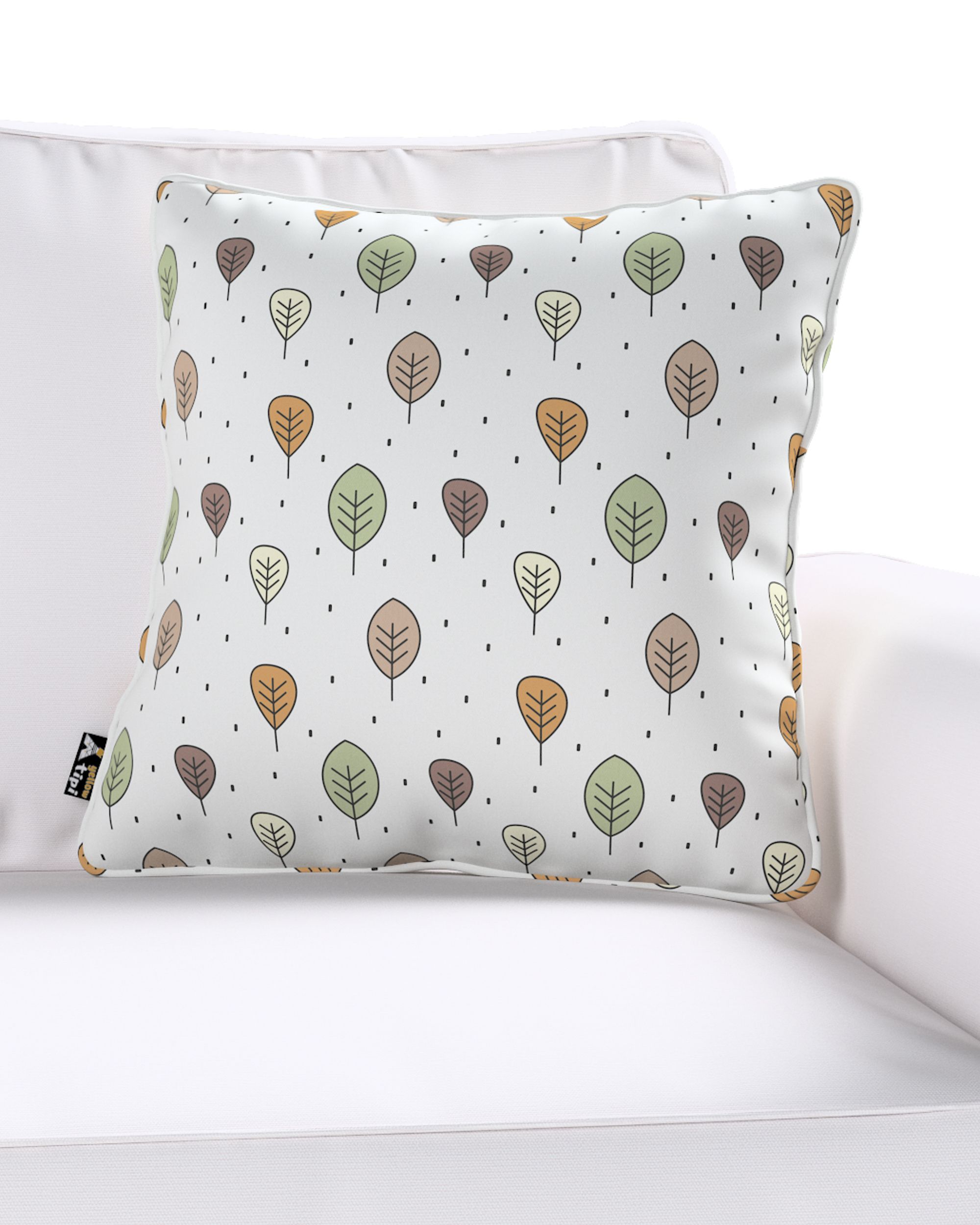 Housse de coussin Lola couleur marron tissu à motifs (hover)
