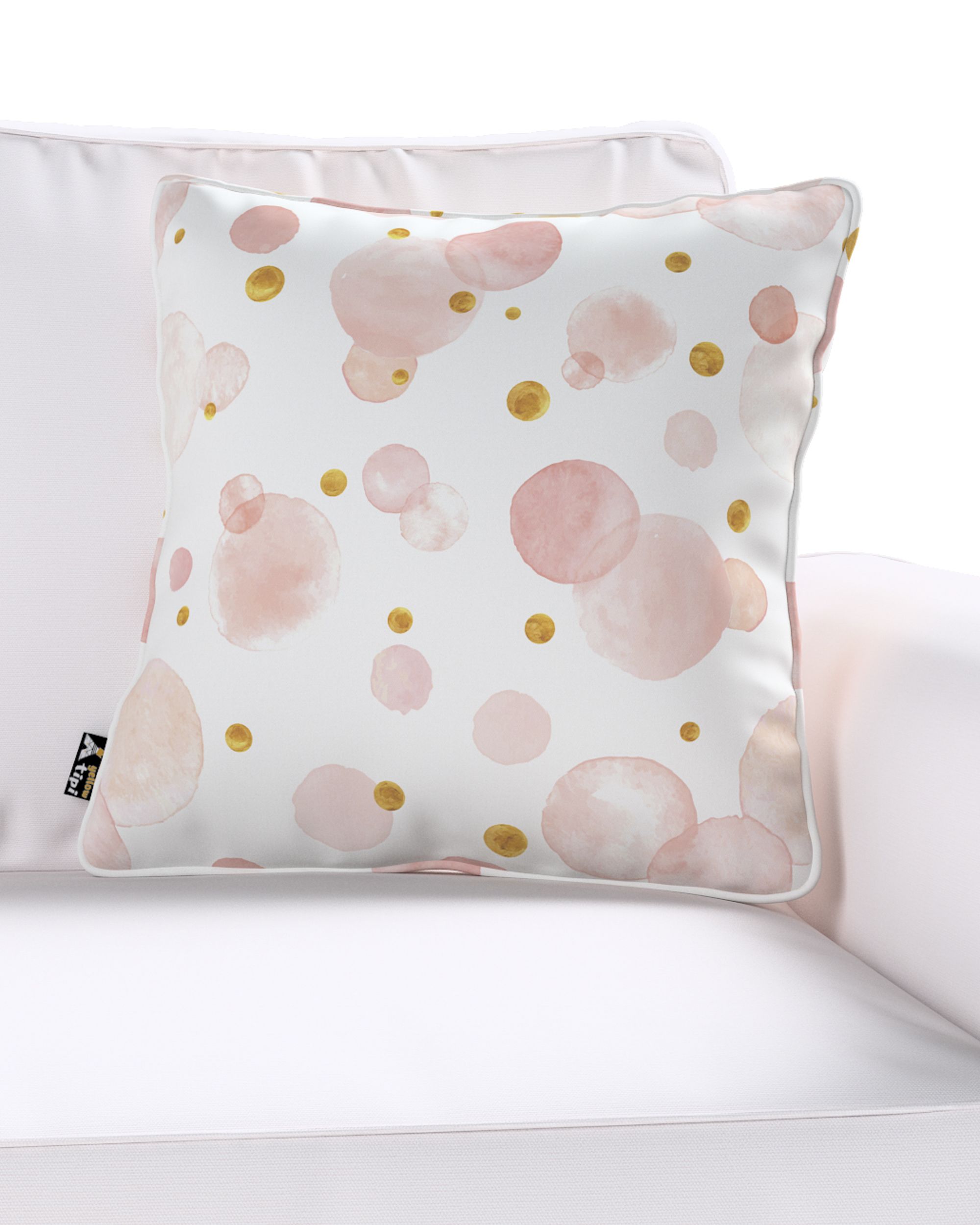Housse de coussin Lola couleur rose tissu à motifs (hover)