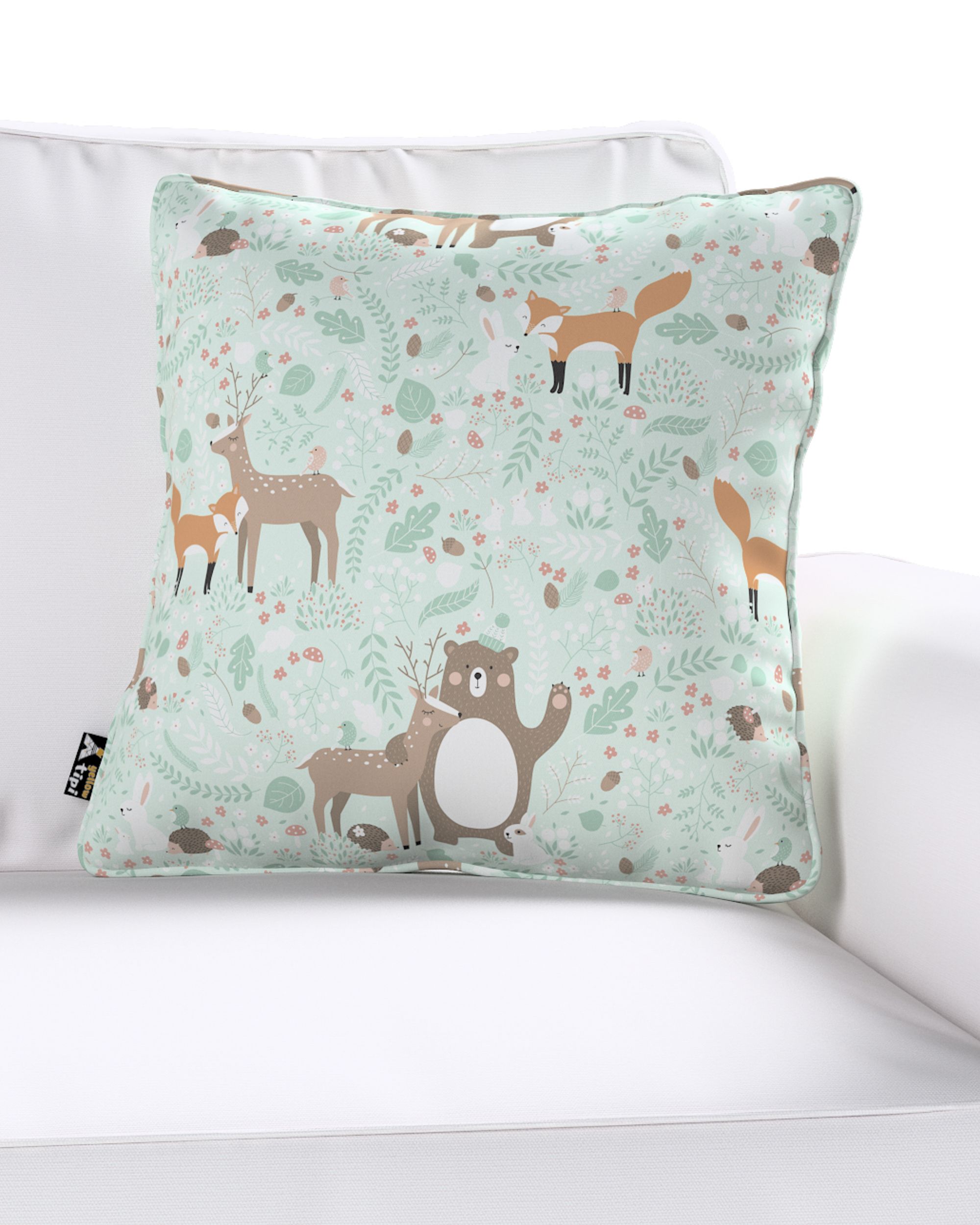 Housse de coussin Lola couleur vert tissu à motifs (hover)