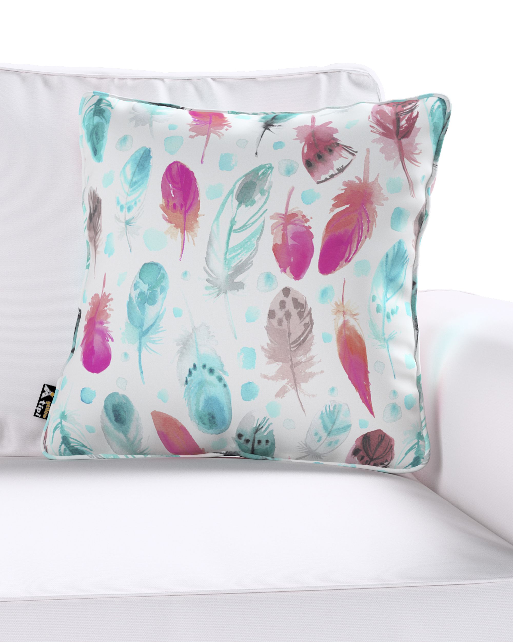 Housse de coussin Lola couleur bleu tissu à motifs (hover)