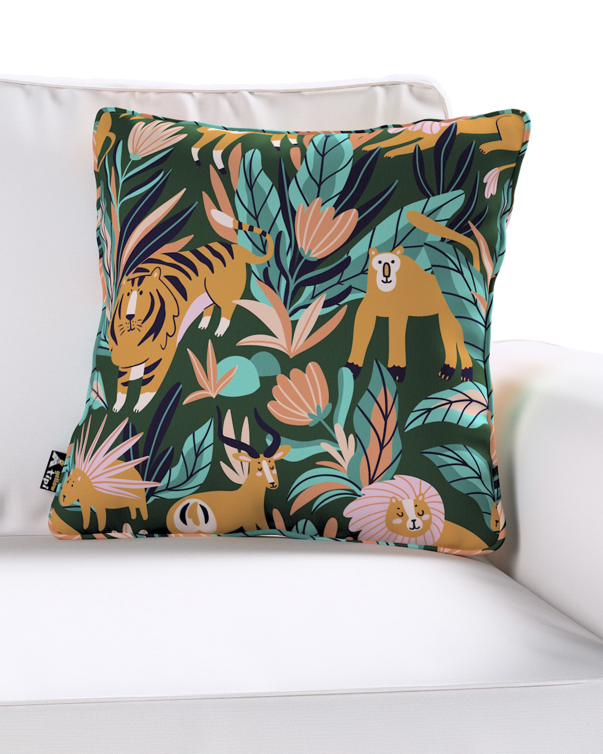 Housse de coussin Lola couleur orange tissu à motifs (hover)