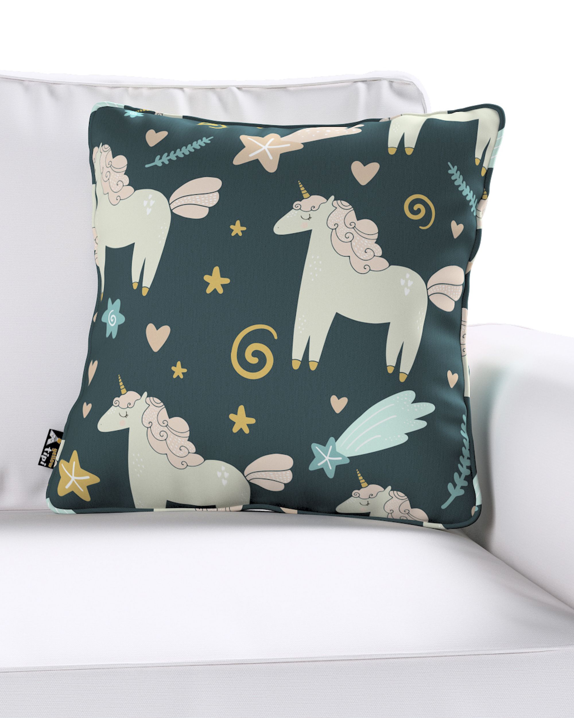 Housse de coussin Lola couleur marron tissu à motifs (hover)
