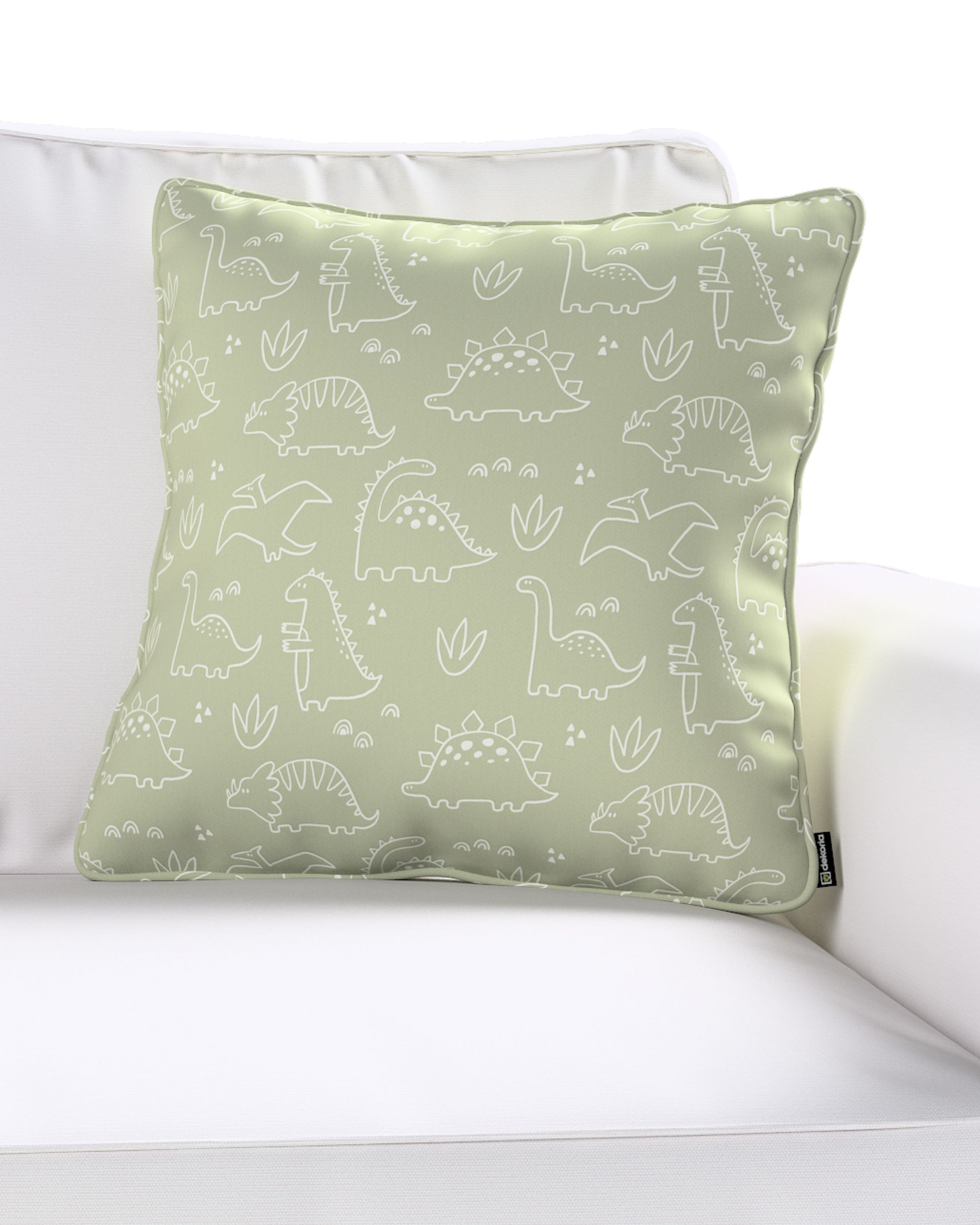 Housse de coussin Lola couleur vert tissu à motifs (hover)
