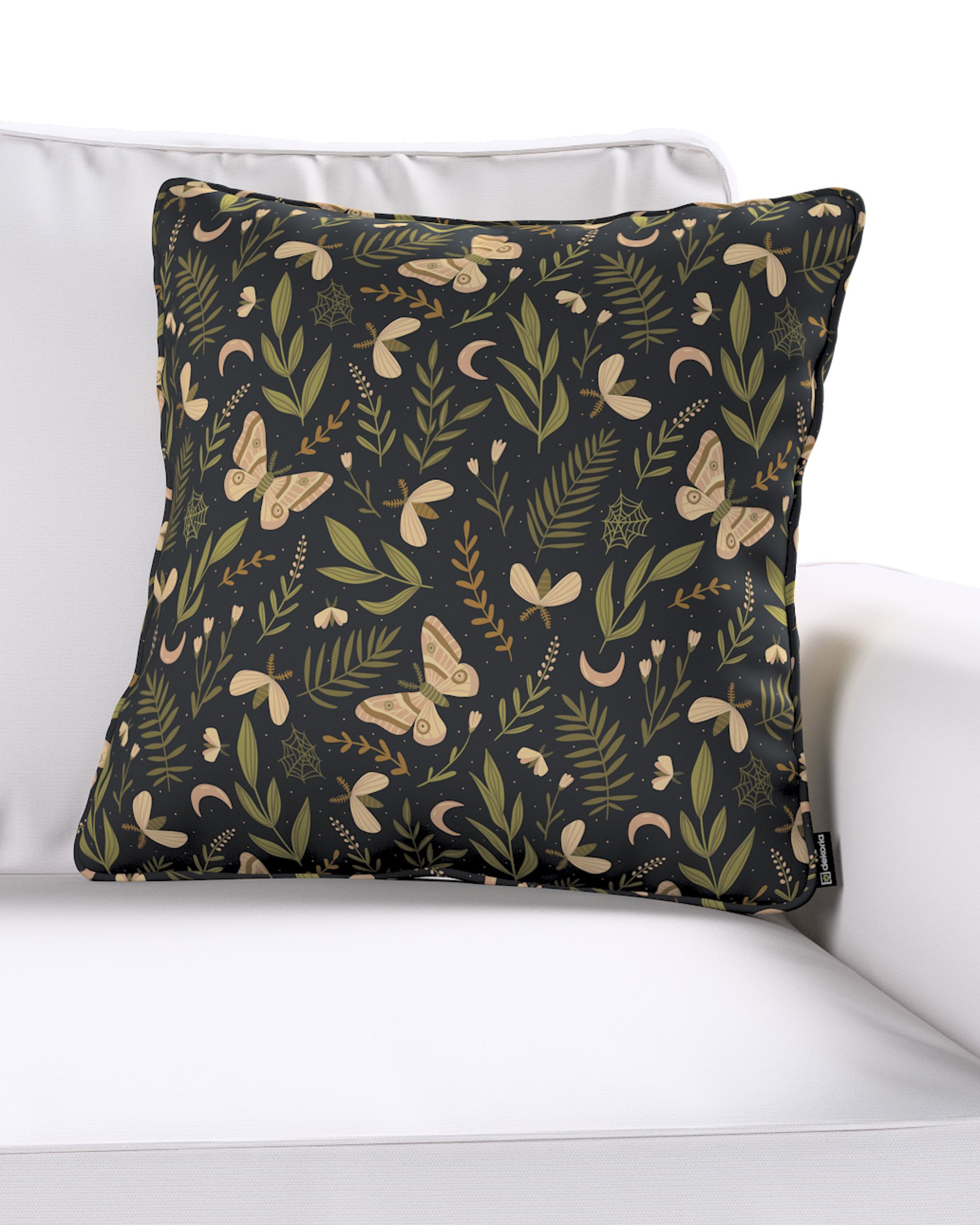 Housse de coussin Lola couleur noir tissu à motifs (hover)