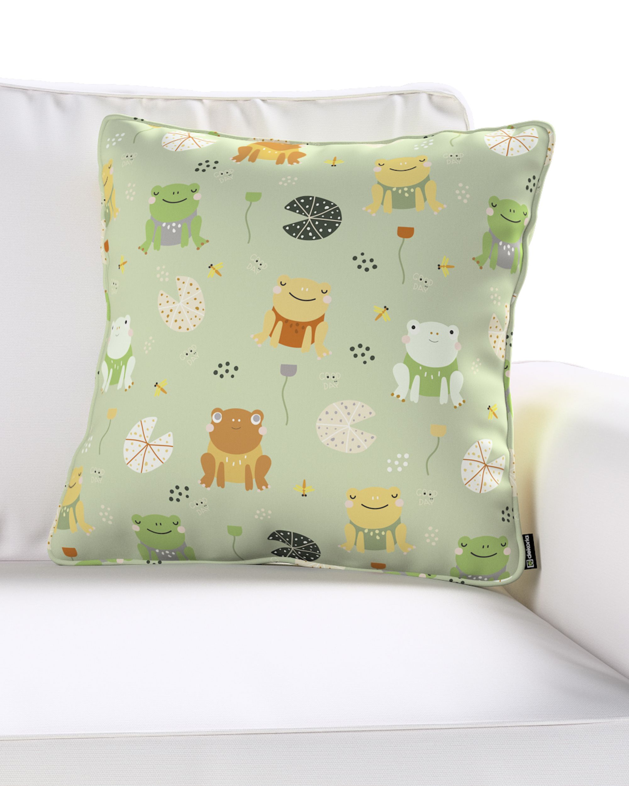 Housse de coussin Lola couleur vert tissu à motifs (hover)