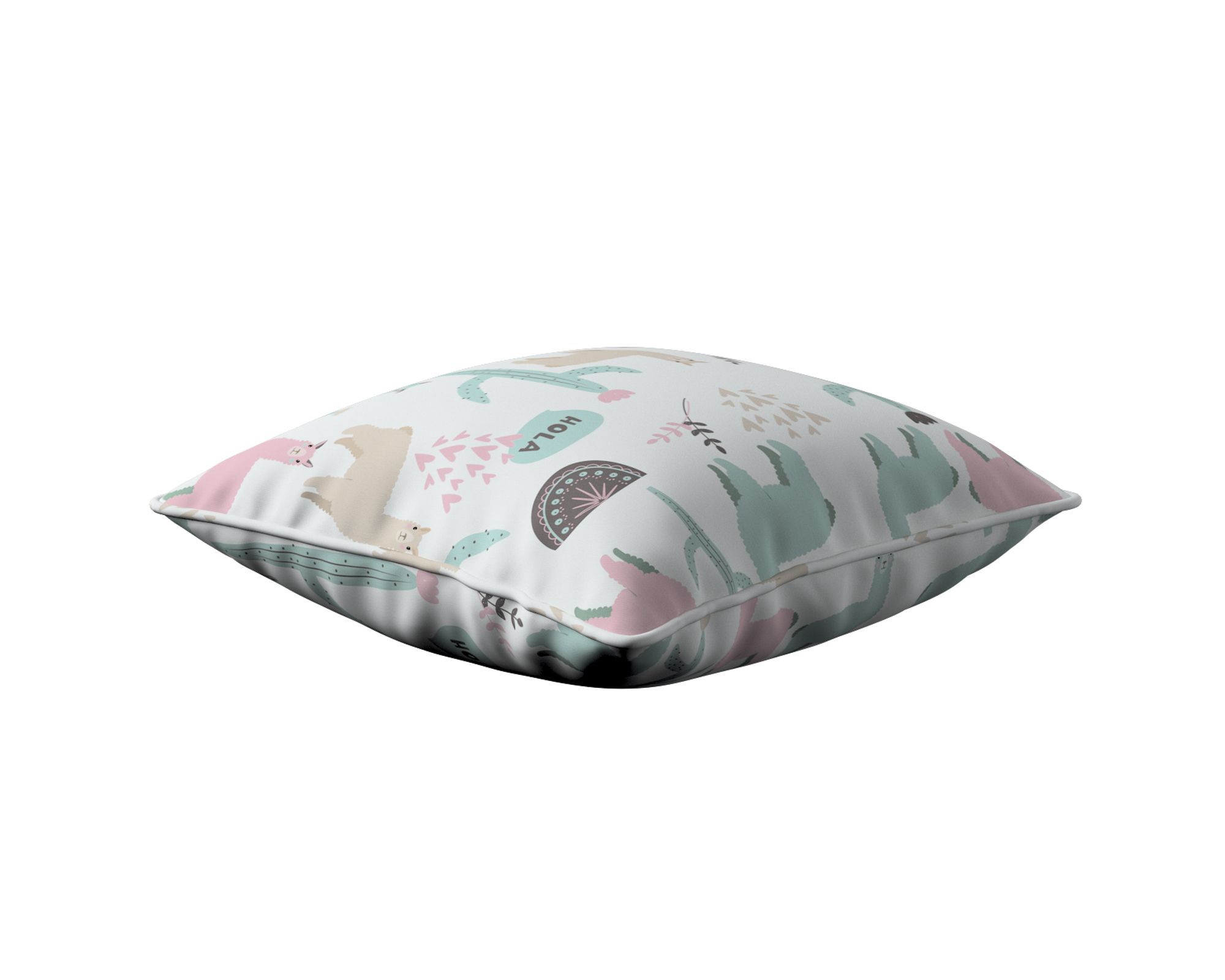 Housse de coussin Lola couleur vert tissu à motifs (hover)