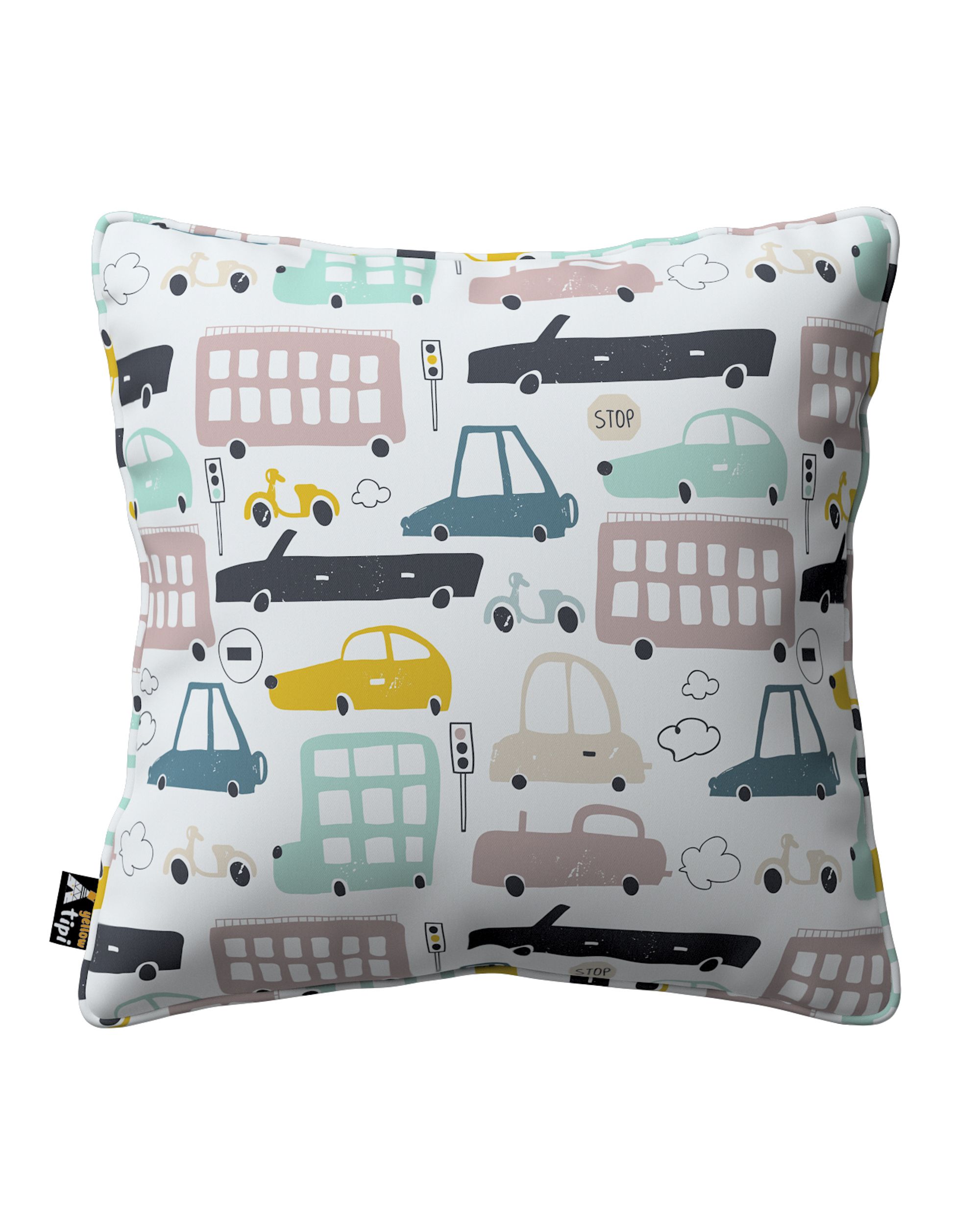 Housse de coussin Lola couleur beige tissu à motifs