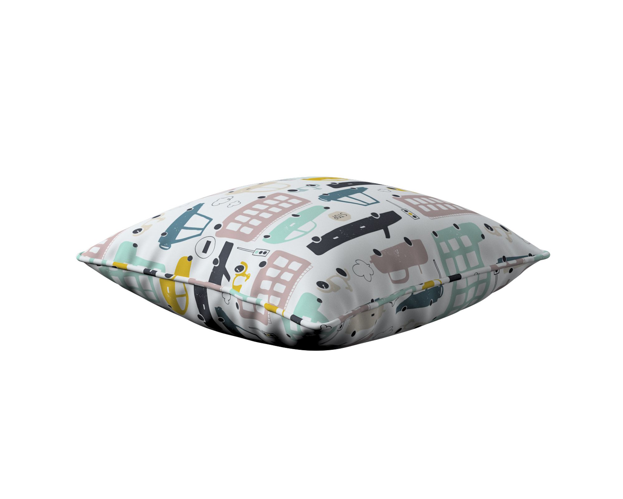 Housse de coussin Lola couleur beige tissu à motifs (hover)