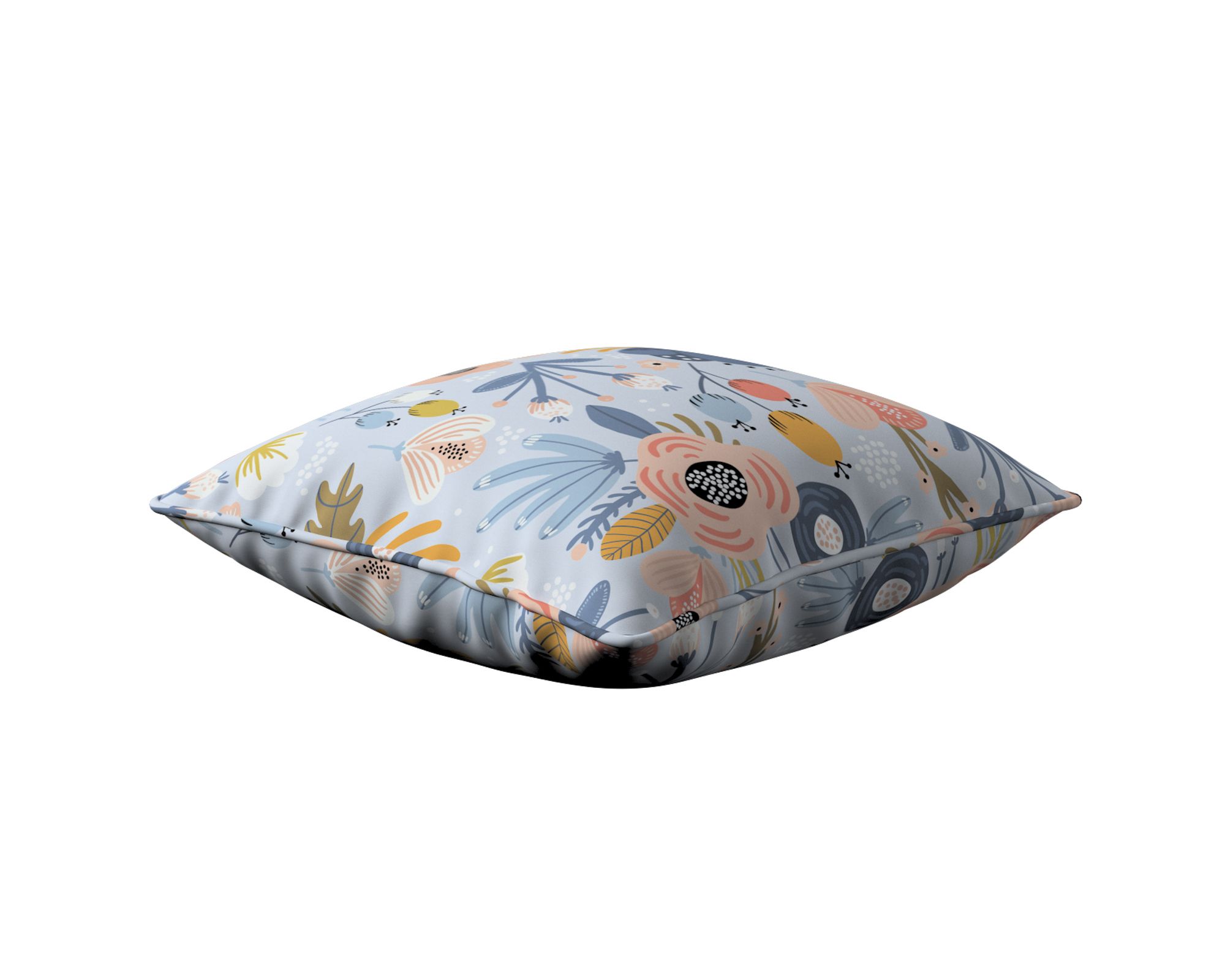 Housse de coussin Lola couleur bleu tissu à motifs (hover)