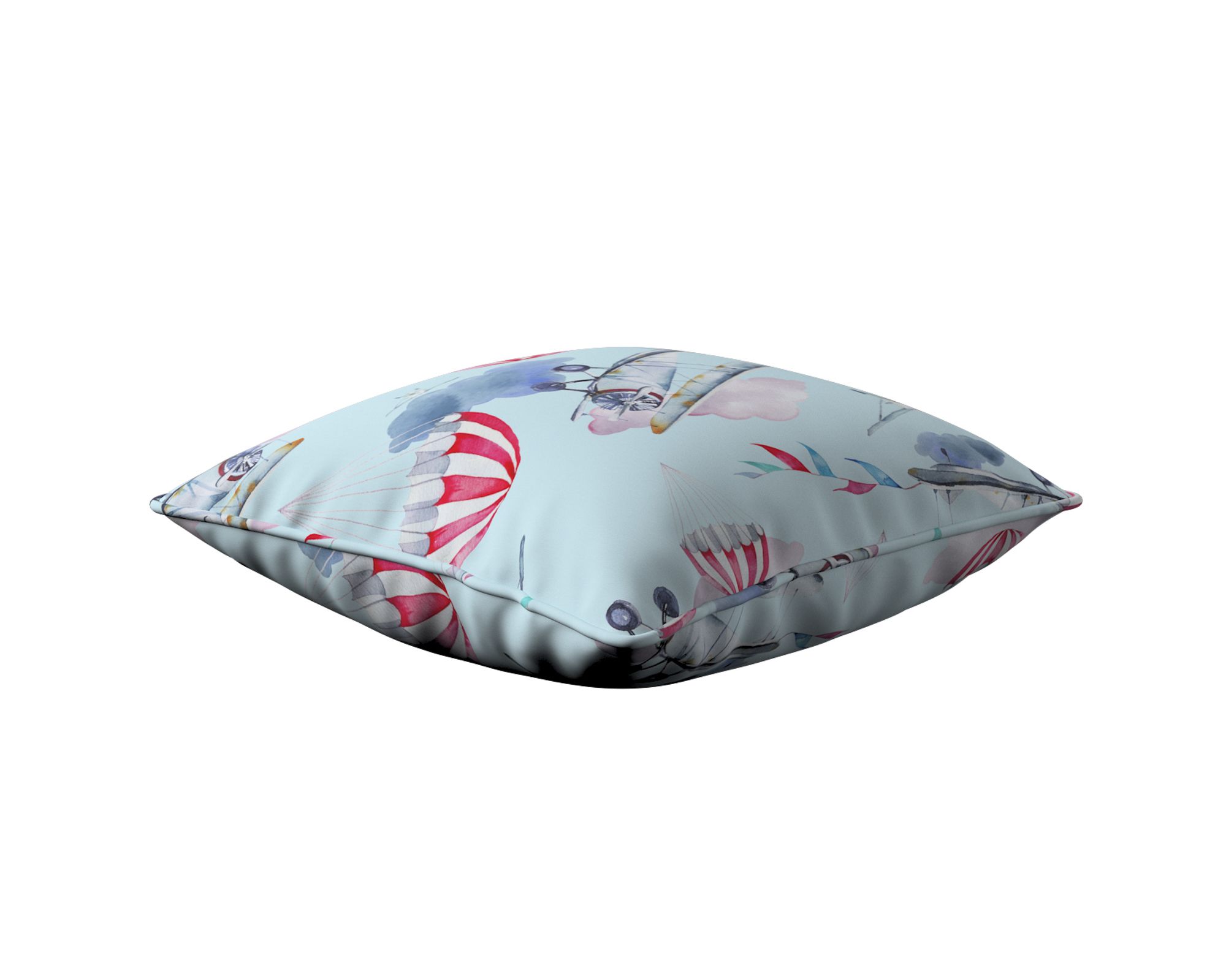 Housse de coussin Lola couleur bleu tissu à motifs (hover)