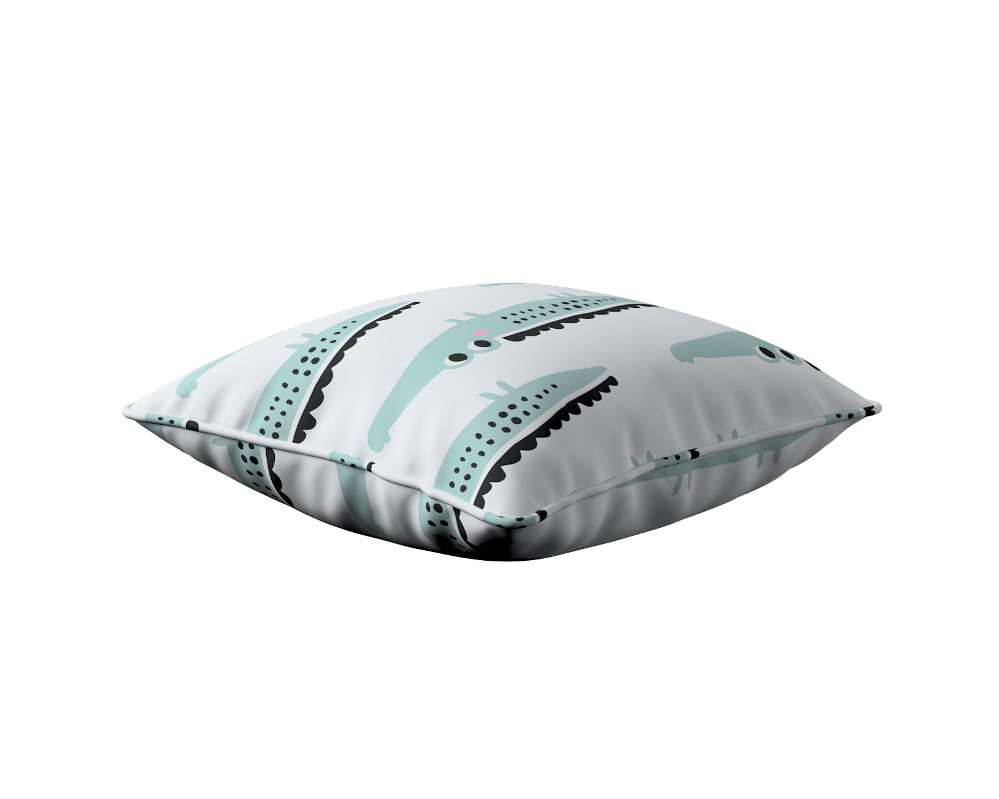 Housse de coussin Lola couleur vert tissu à motifs (hover)