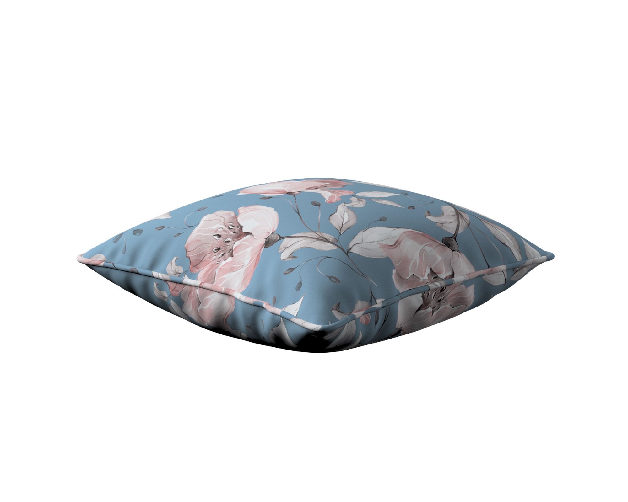Housse de coussin Lola couleur bleu tissu à motifs (hover)