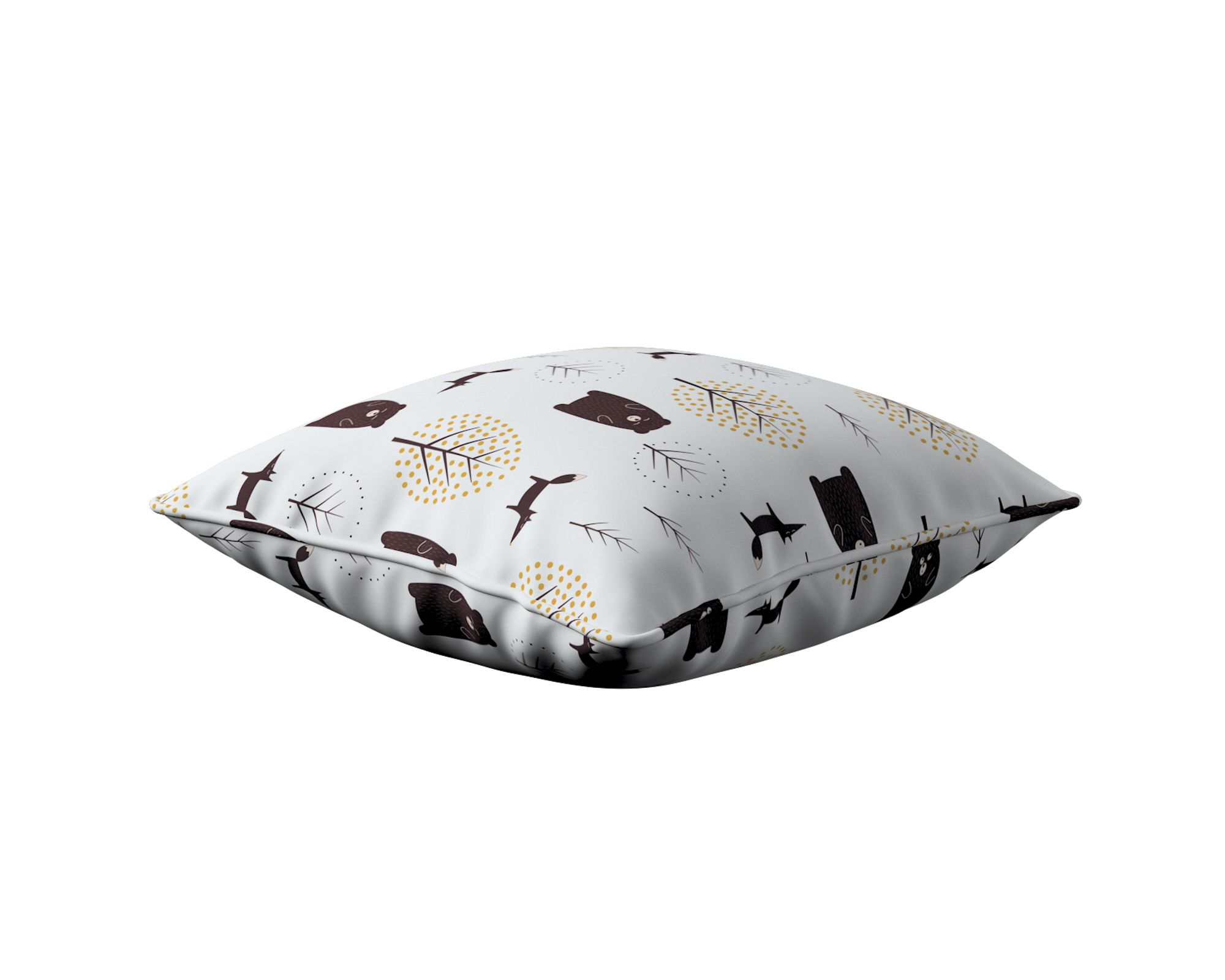Housse de coussin Lola couleur marron tissu à motifs (hover)