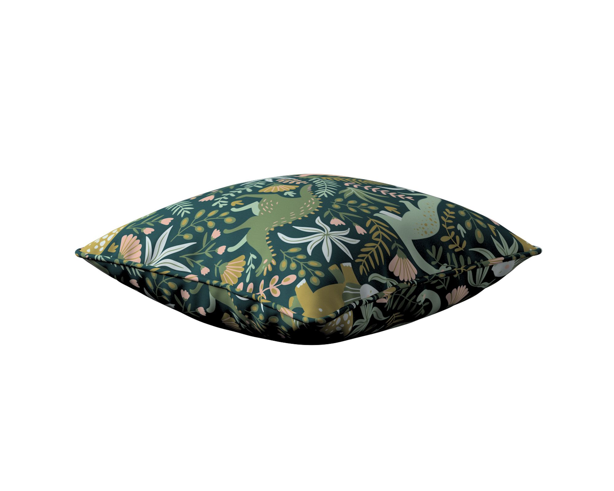Housse de coussin Lola couleur vert tissu à motifs (hover)