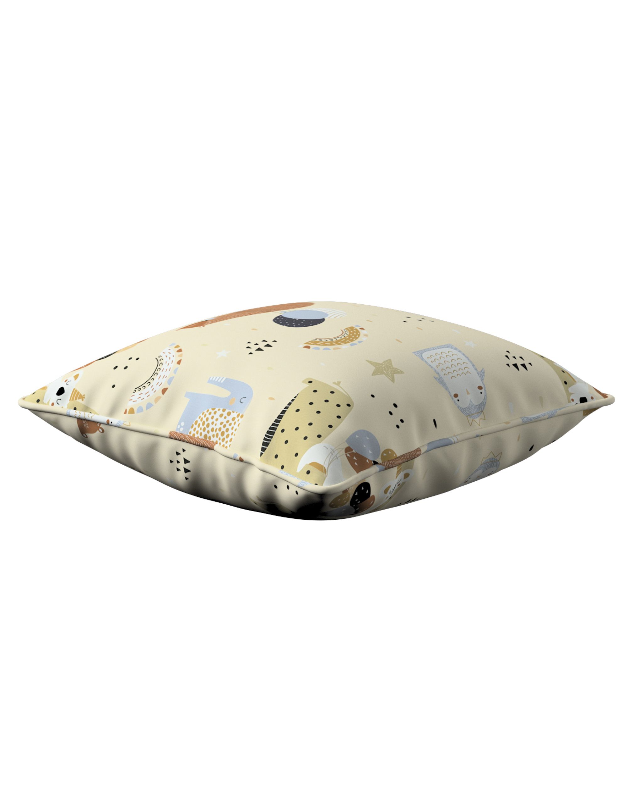 Housse de coussin Lola couleur beige tissu à motifs (hover)
