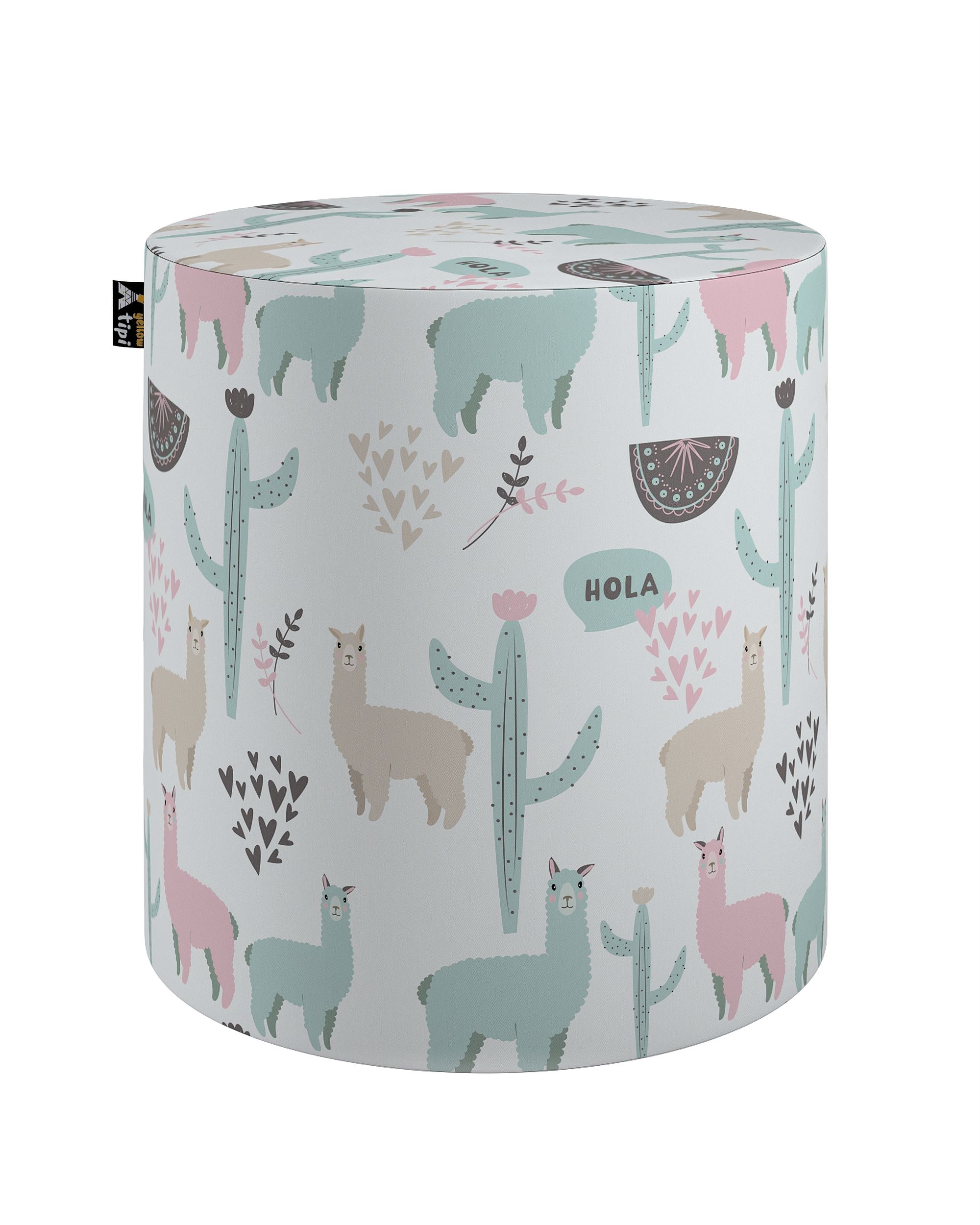 Pouf  Bobby couleur vert tissu à motifs